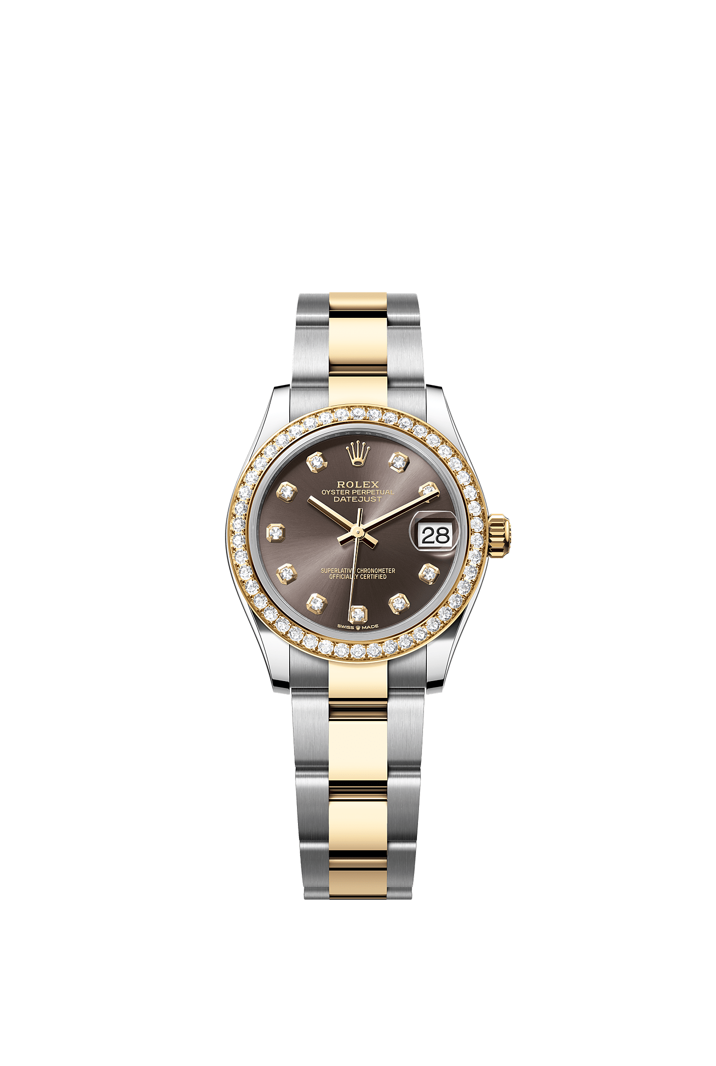ROLEX LADY-DATEJUST 31MM TWO-TONE YELLOW GOLD DARK GREY DIAL DIAMOND BEZEL OYSTER BRACELET 278383RBR