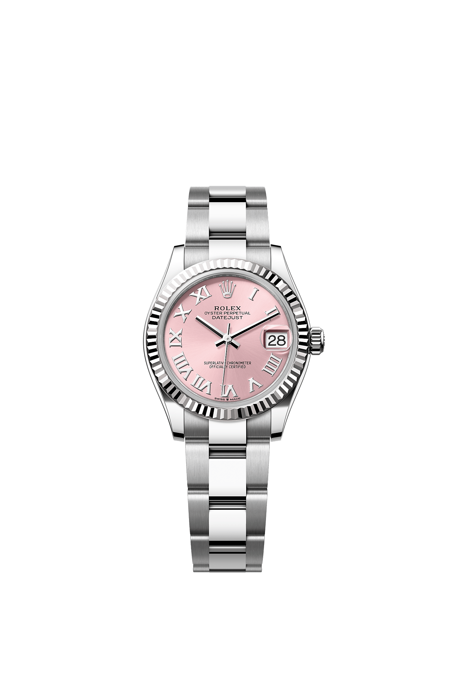 ROLEX LADY-DATEJUST 31MM PINK ROMAN DIAL FLUTED BEZEL OYSTER BRACELET 278274