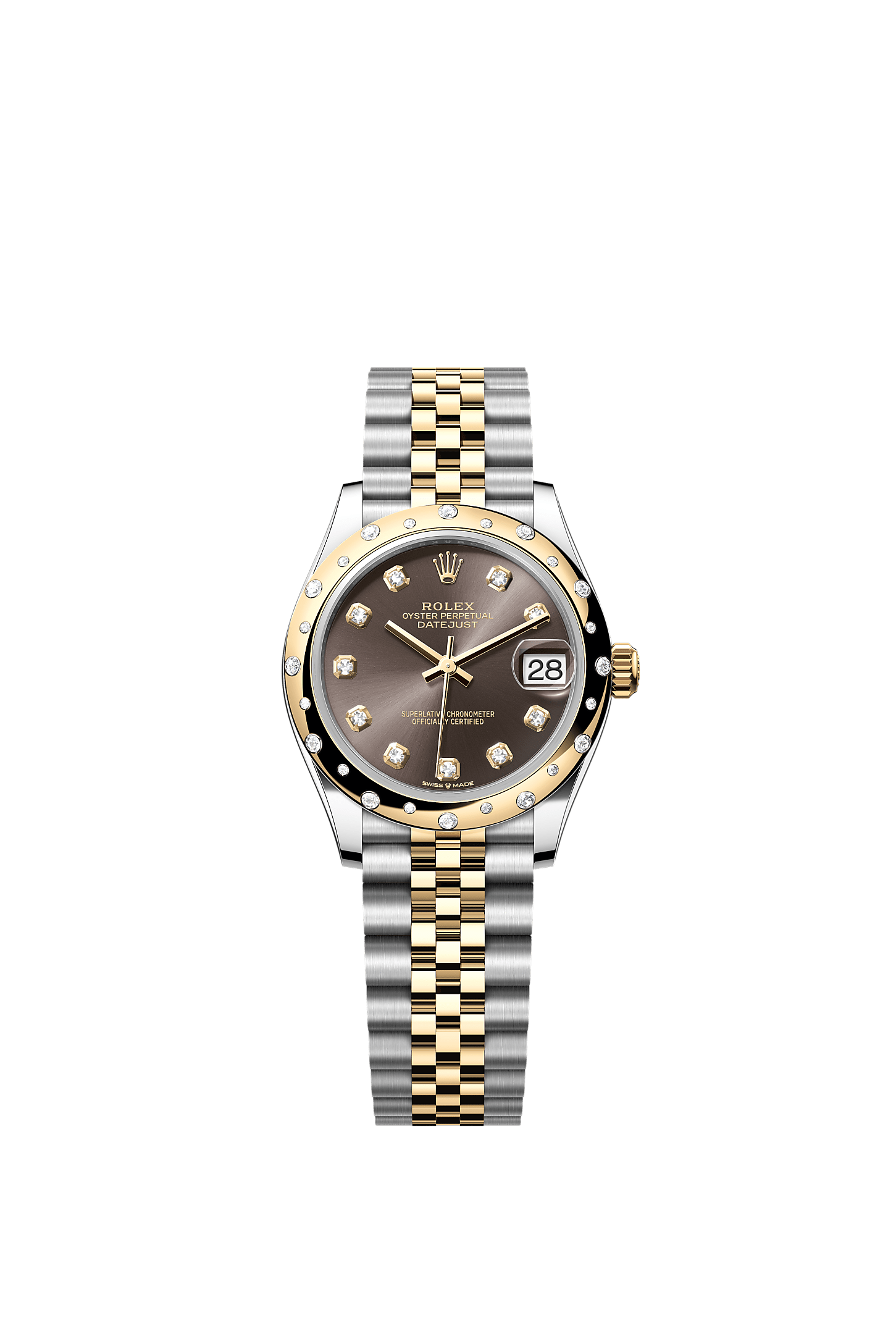 ROLEX LADY-DATEJUST 31MM TWO-TONE YELLOW GOLD DARK GREY DIAL DIAMOND DOMED BEZEL JUBILEE BRACELET 278343RBR
