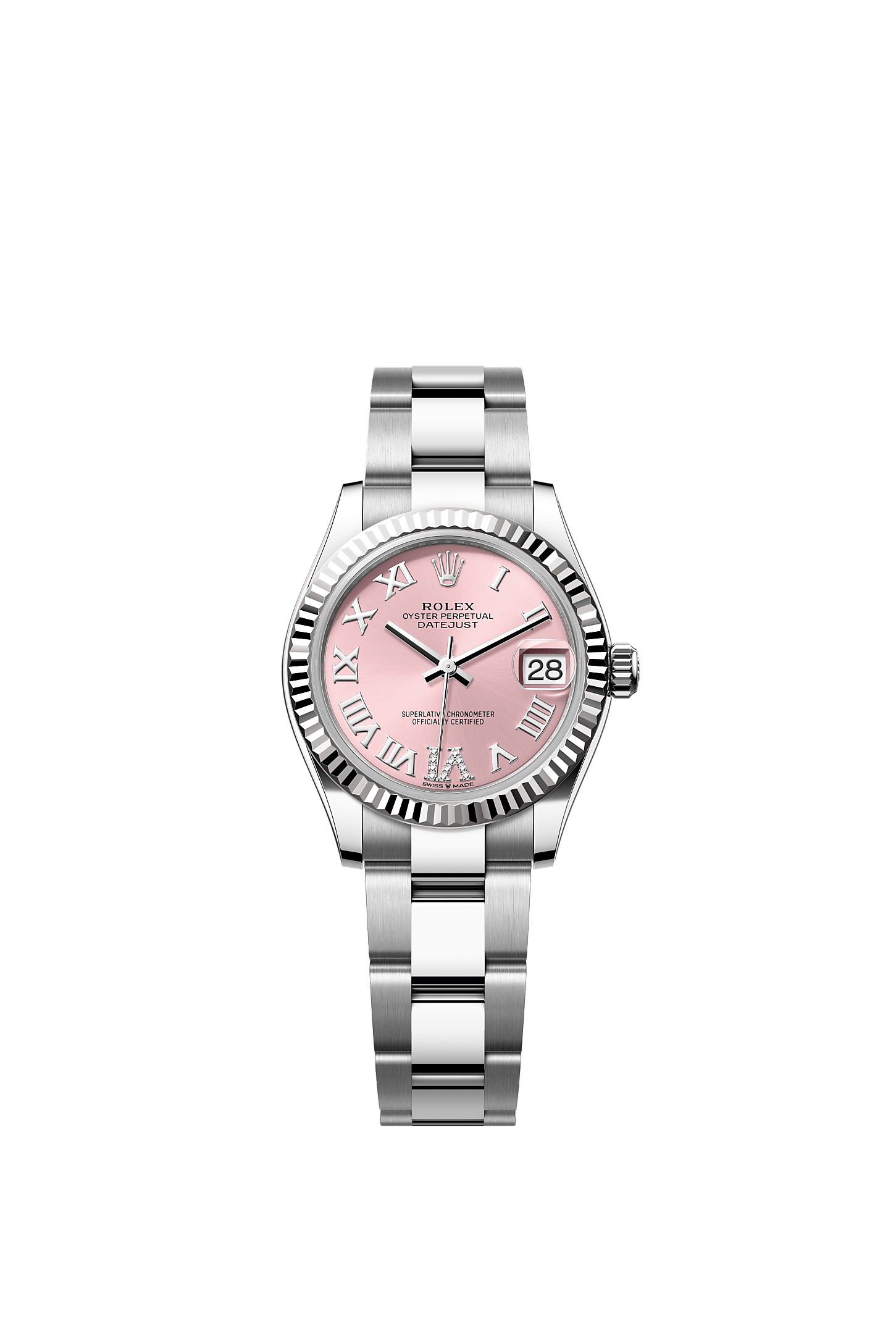 ROLEX LADY-DATEJUST 31MM PINK DIAMOND DIAL FLUTED BEZEL OYSTER BRACELET 278274