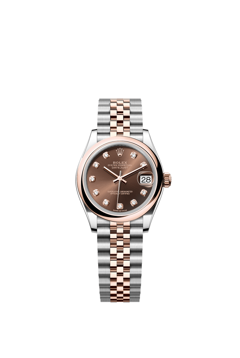 ROLEX LADY-DATEJUST 31MM TWO-TONE EVEROSE GOLD CHOCOLATE DIAL DOMED BEZEL JUBILEE BRACELET 278241