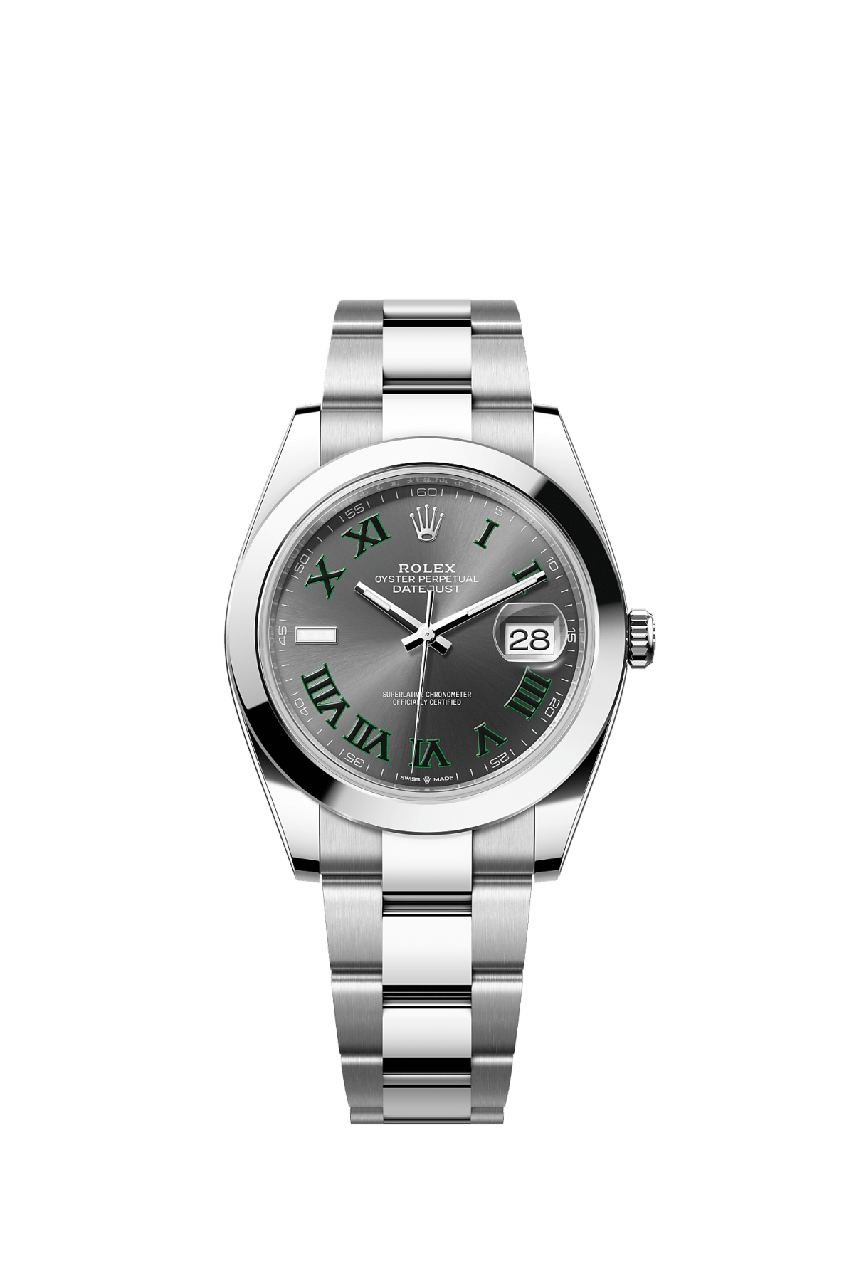 ROLEX DATEJUST 41MM "WIMBLEDON" DIAL SMOOTH BEZEL OYSTER BRACELET 126300
