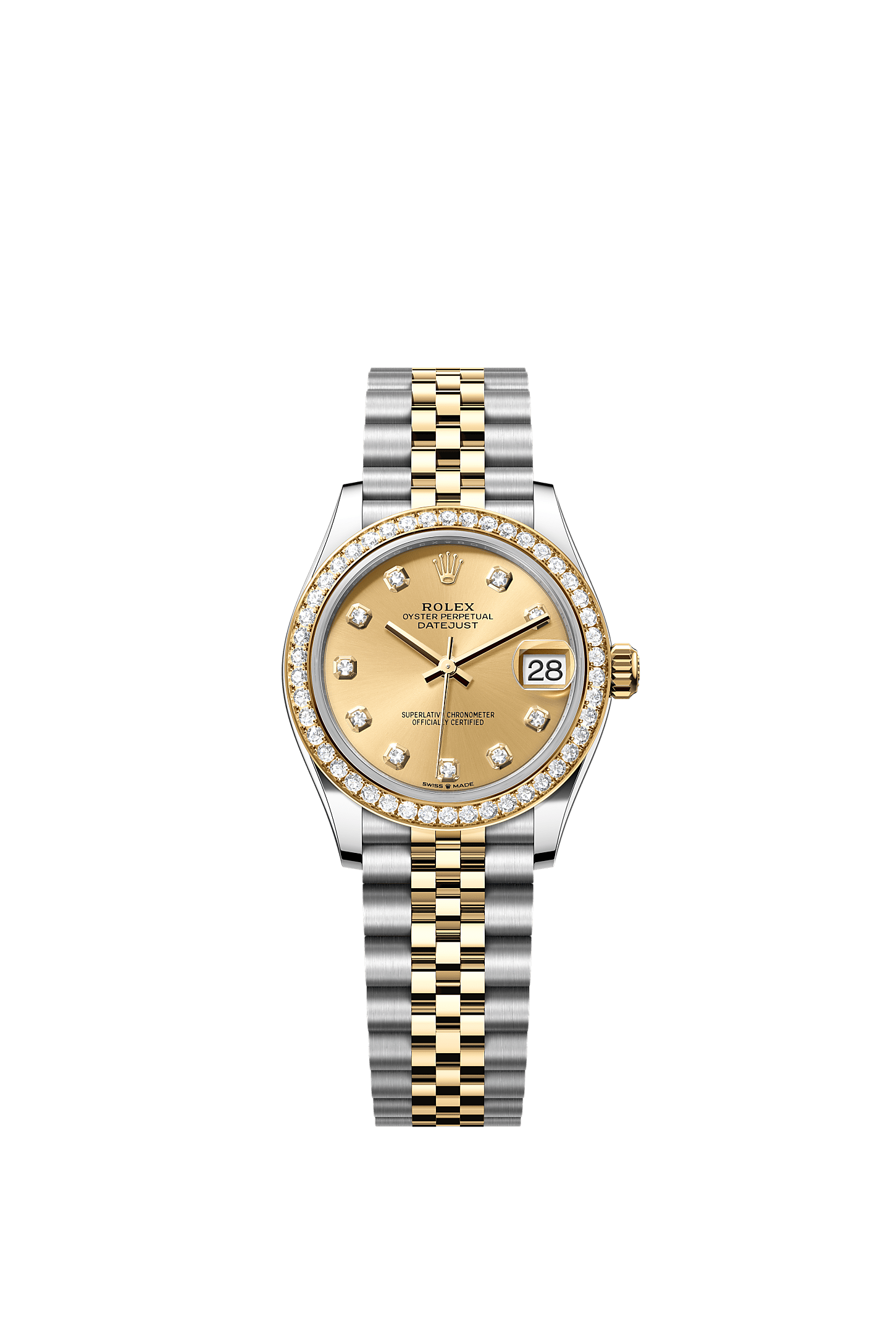 ROLEX LADY-DATEJUST 31MM TWO-TONE YELLOW GOLD CHAMPAGNE DIAL DIAMOND BEZEL JUBILEE BRACELET 278383RBR