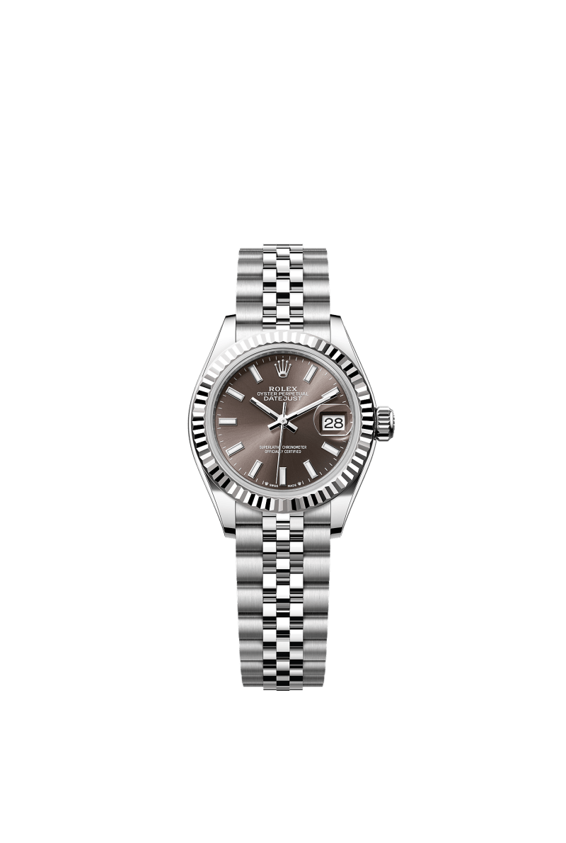 ROLEX LADY-DATEJUST 28MM DARK GREY INDEX DIAL FLUTED BEZEL JUBILEE BRACELET 279174