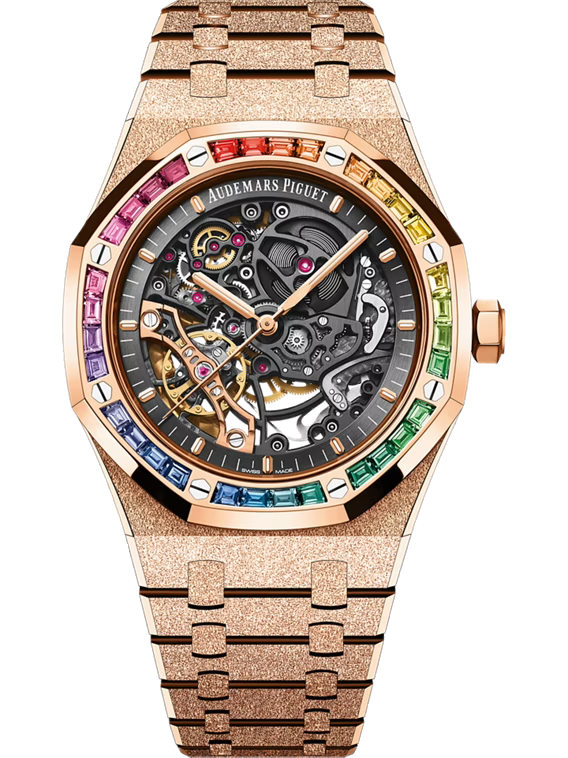 AUDEMARS PIGUET ROYAL OAK FROSTED GOLD DOUBLE BALANCE WHEEL OPENWORKED 41MM 18-CARAT PINK GOLD