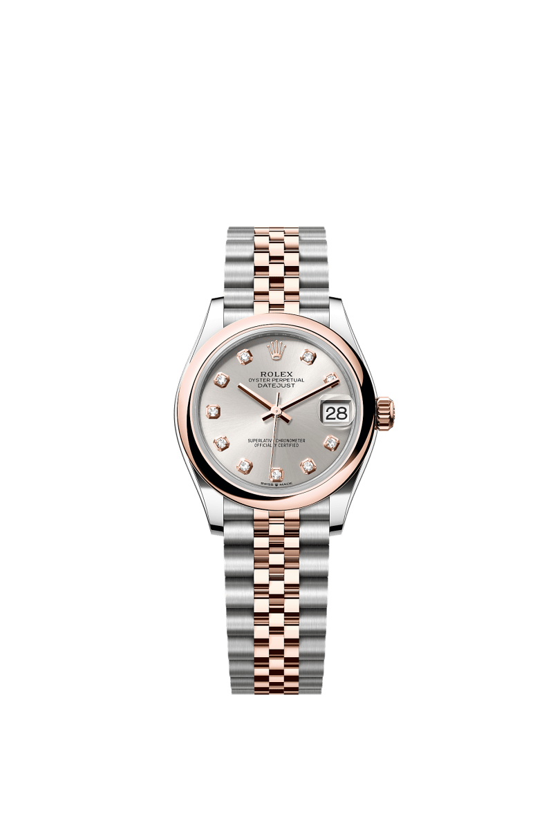ROLEX LADY-DATEJUST 31MM TWO-TONE EVEROSE GOLD SILVER DIAL DOMED BEZEL JUBILEE BRACELET 278241