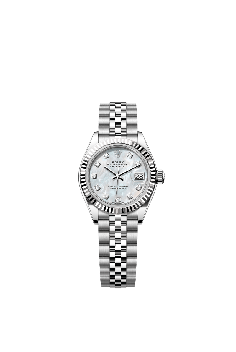 ROLEX LADY-DATEJUST 28MM MOTHER OF PEARL DIAMOND DIAL FLUTED BEZEL JUBILEE BRACELET 279174