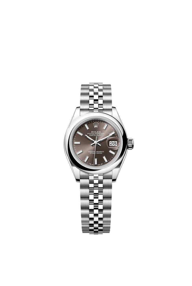 ROLEX LADY-DATEJUST 28MM DARK GREY INDEX DIAL DOMED BEZEL JUBILEE BRACELET 279160