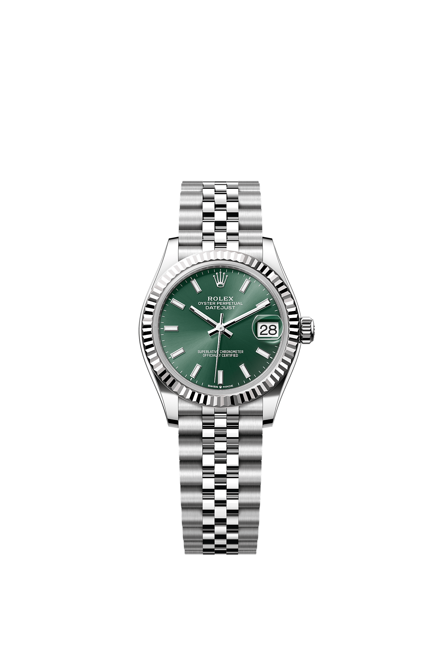 ROLEX LADY-DATEJUST 31MM GREEN INDEX DIAL FLUTED BEZEL JUBILEE BRACELET 278274