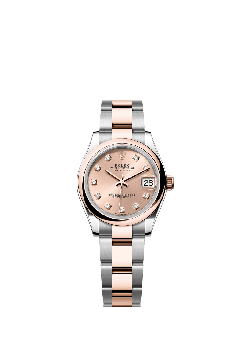 ROLEX LADY-DATEJUST 31MM TWO-TONE EVEROSE GOLD ROSE DIAMOND DIAL DOMED BEZEL OYSTER BRACELET 278241