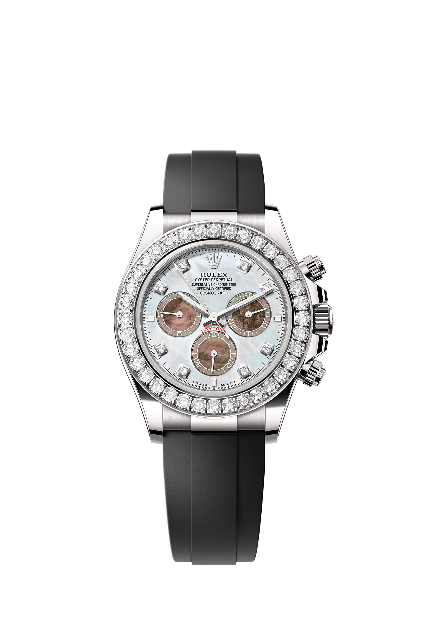 ROLEX COSMOGRAPH DAYTONA 40MM WHITE GOLD MOTHER OF PEARL DIAL DIAMOND BEZEL OYSTERFLEX 126589RBR – NEW 2025 / 2026