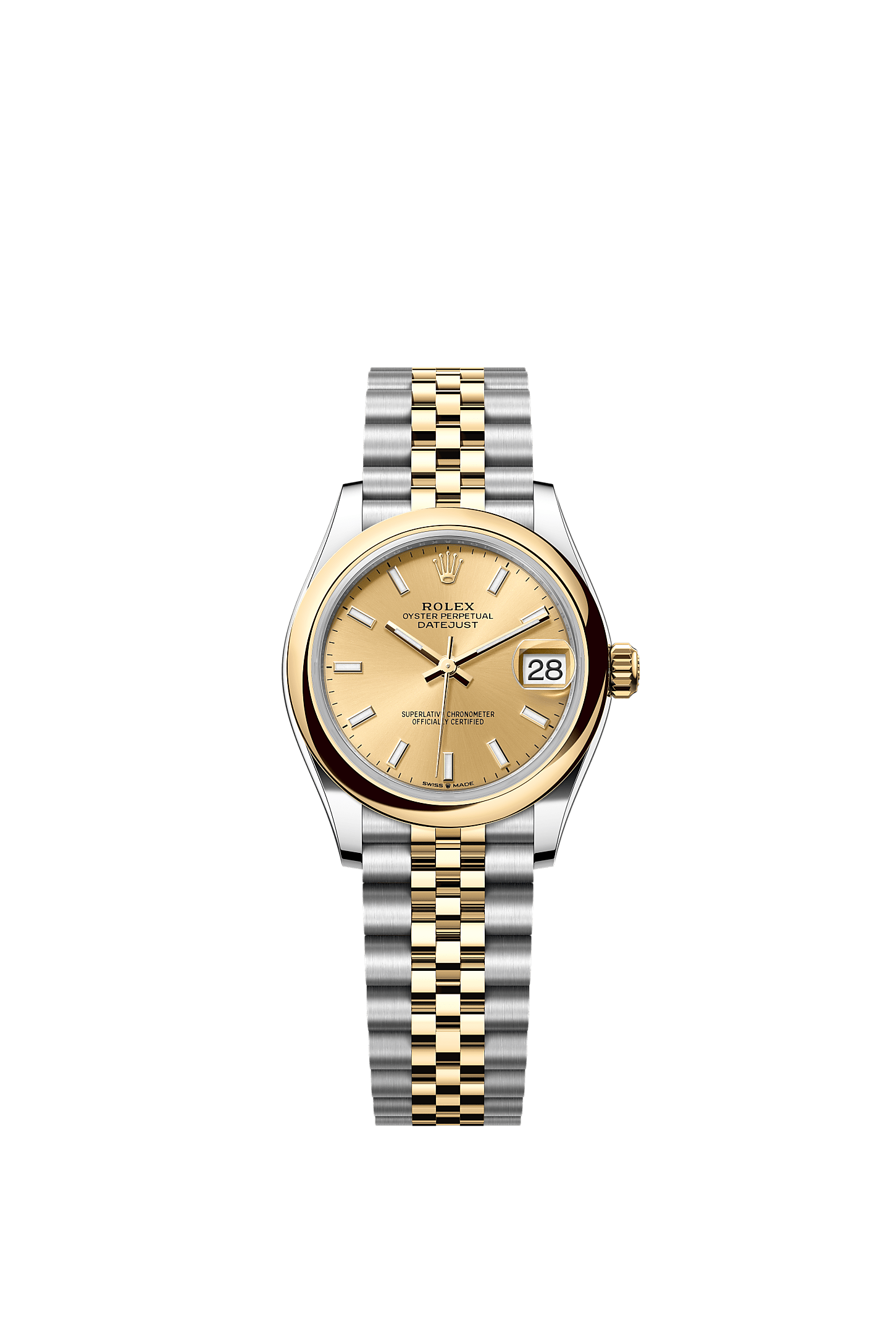 ROLEX LADY-DATEJUST 31MM TWO-TONE YELLOW GOLD CHAMPAGNE INDEX DIAL DOMED BEZEL JUBILEE BRACELET 278243