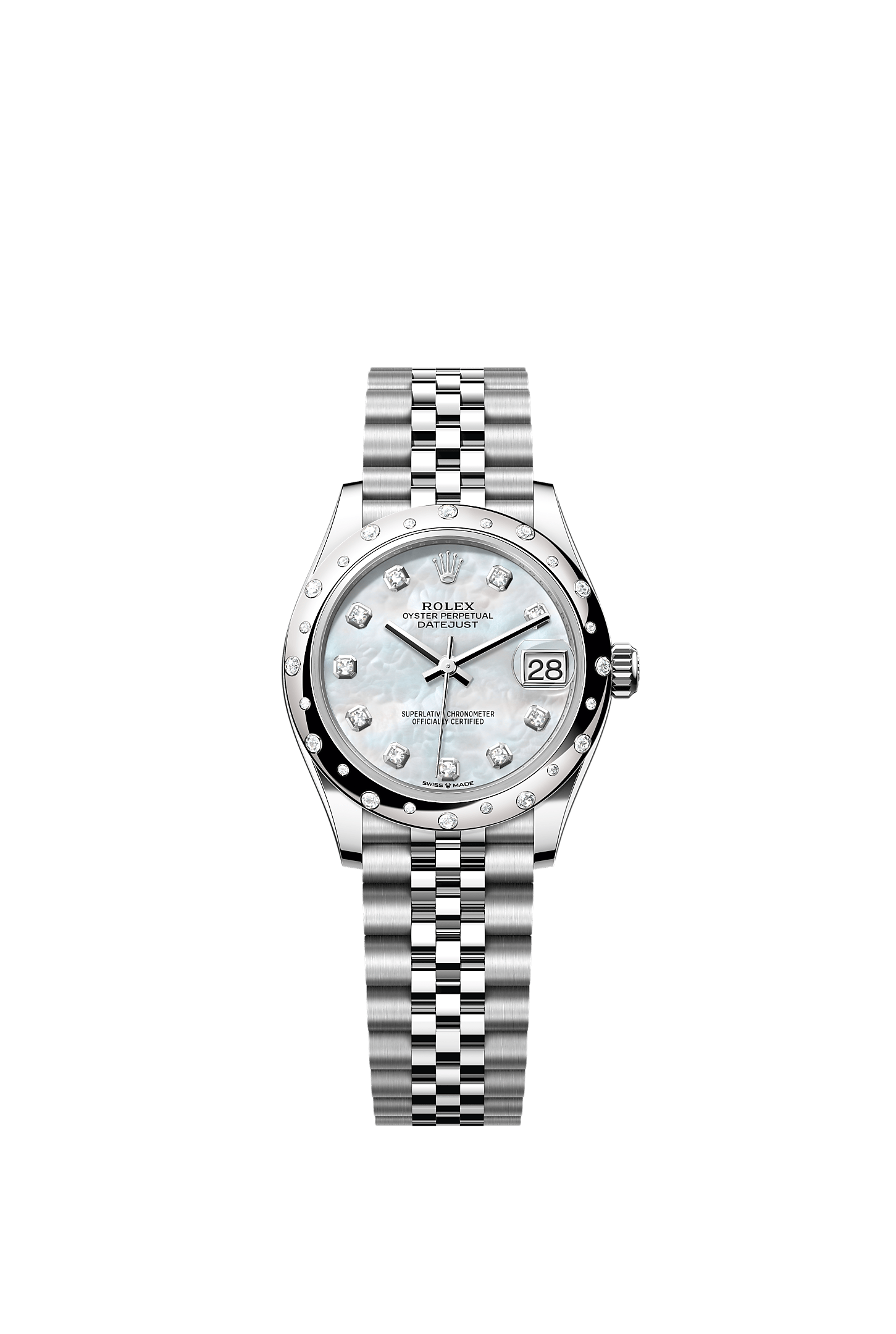 ROLEX LADY-DATEJUST 31MM MOTHER OF PEARL DIAMOND DIAL DIAMOND-SET SMOOTH DOMED BEZEL JUBILEE BRACELET 278344RBR