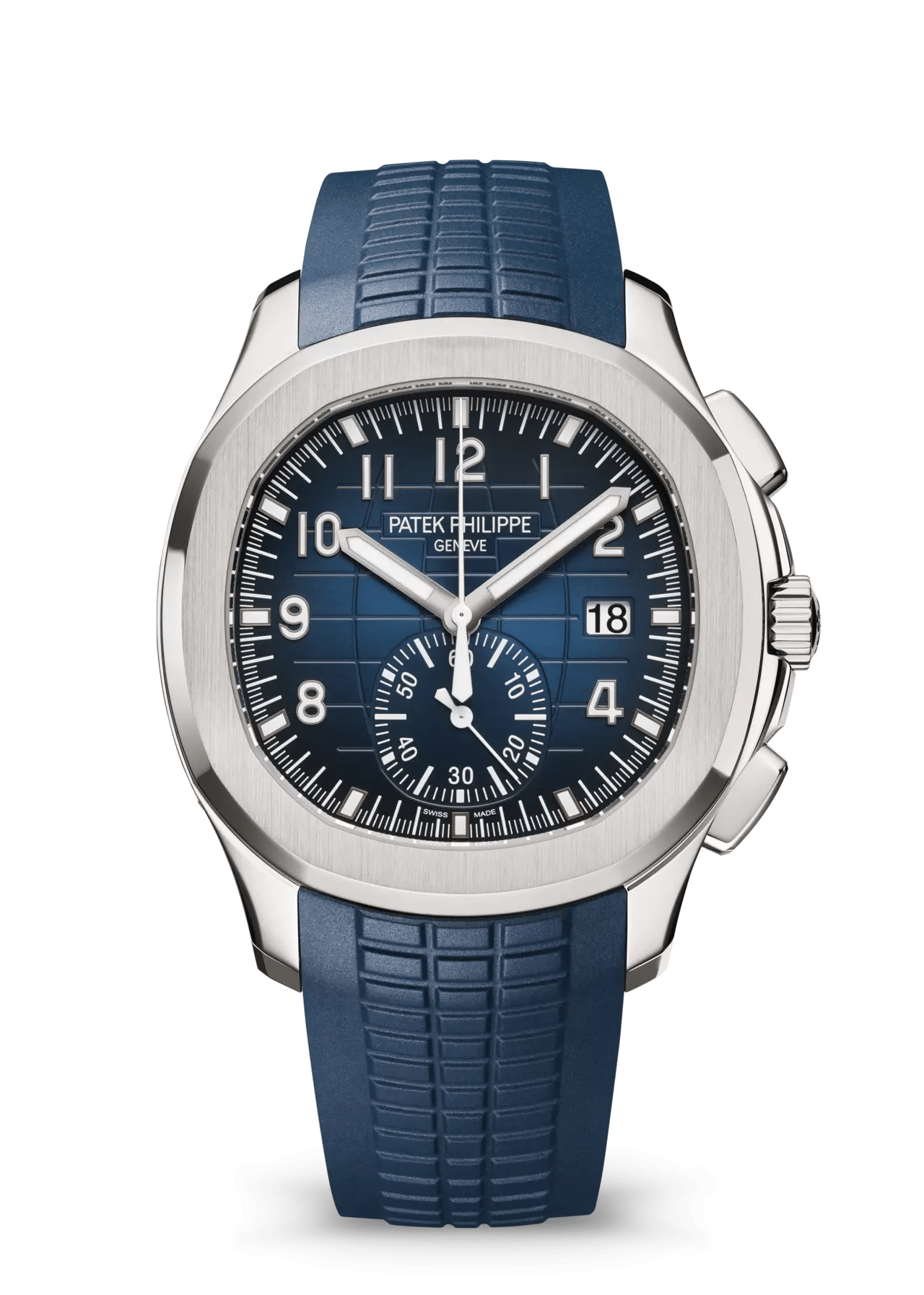 PATEK PHILIPPE AQUANAUT CHRONOGRAPH WHITE GOLD BLUE DIAL - 5968G-001