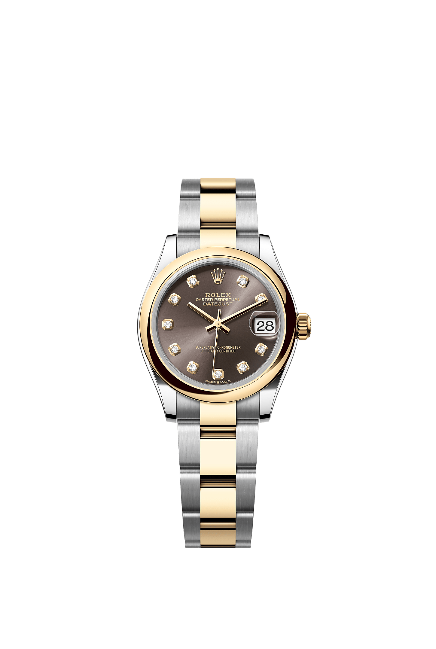 ROLEX LADY-DATEJUST 31MM TWO-TONE YELLOW GOLD DARK GREY DIAMOND DIAL DOMED BEZEL OYSTER BRACELET 278243