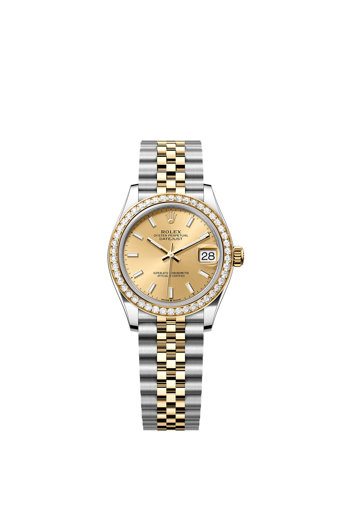 ROLEX LADY-DATEJUST 31MM TWO-TONE YELLOW GOLD CHAMPAGNE INDEX DIAL DIAMOND BEZEL JUBILEE BRACELET 278383RBR