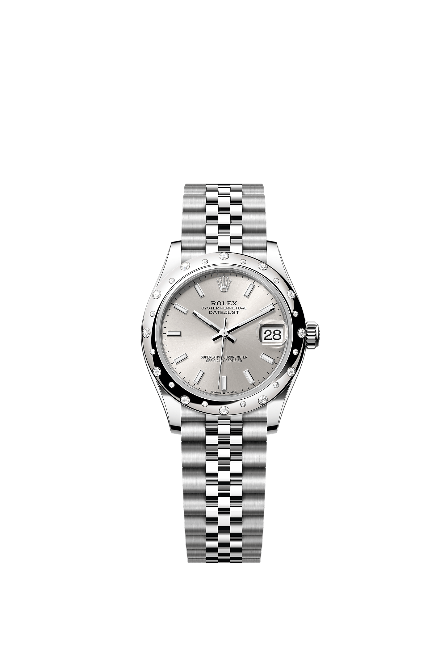 ROLEX LADY-DATEJUST 31MM SILVER INDEX DIAL DIAMOND-SET SMOOTH DOMED BEZEL JUBILEE BRACELET 278344RBR
