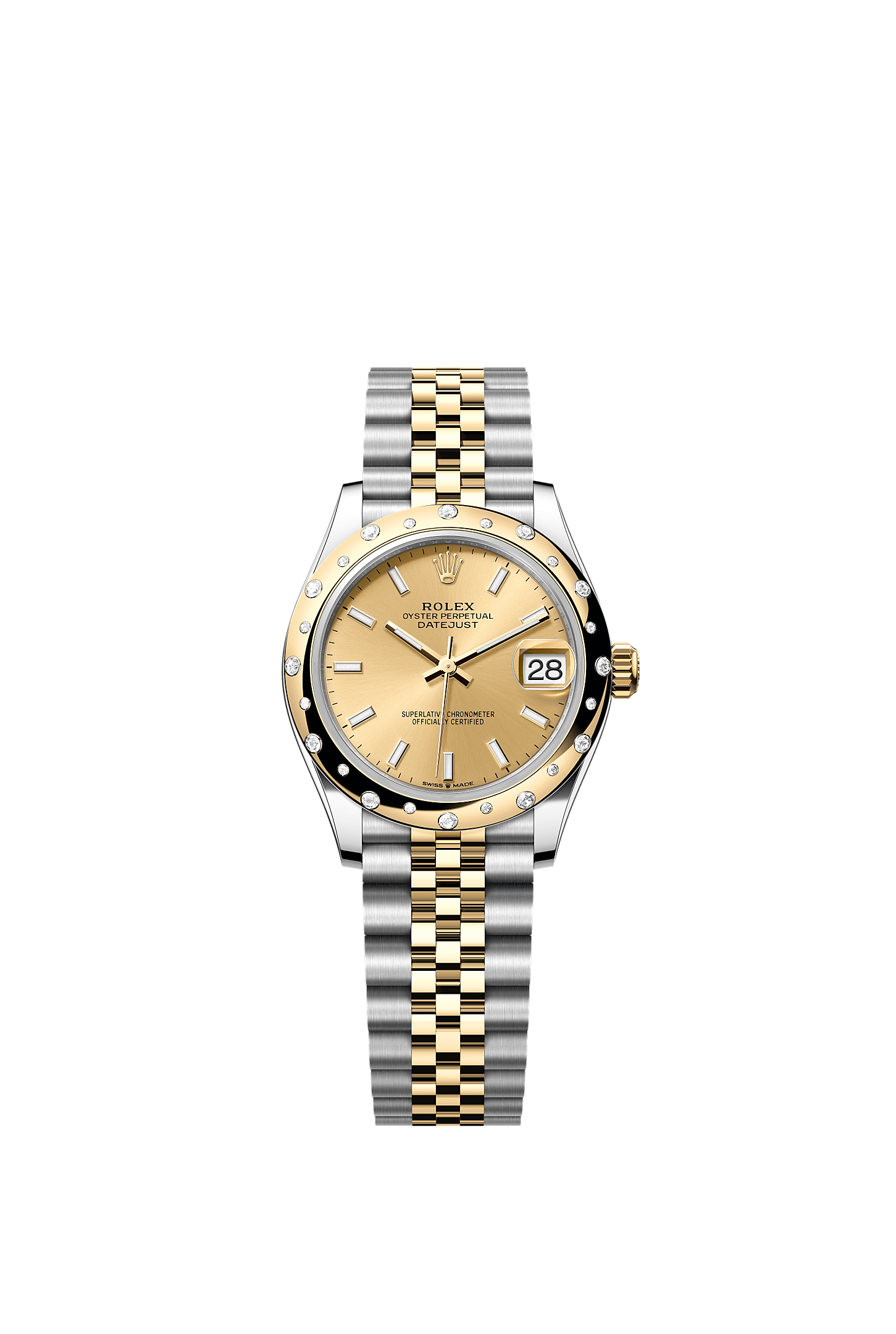 ROLEX LADY-DATEJUST 31MM TWO-TONE YELLOW GOLD CHAMPAGNE INDEX DIAL DIAMOND DOMED BEZEL JUBILEE BRACELET 278343RBR