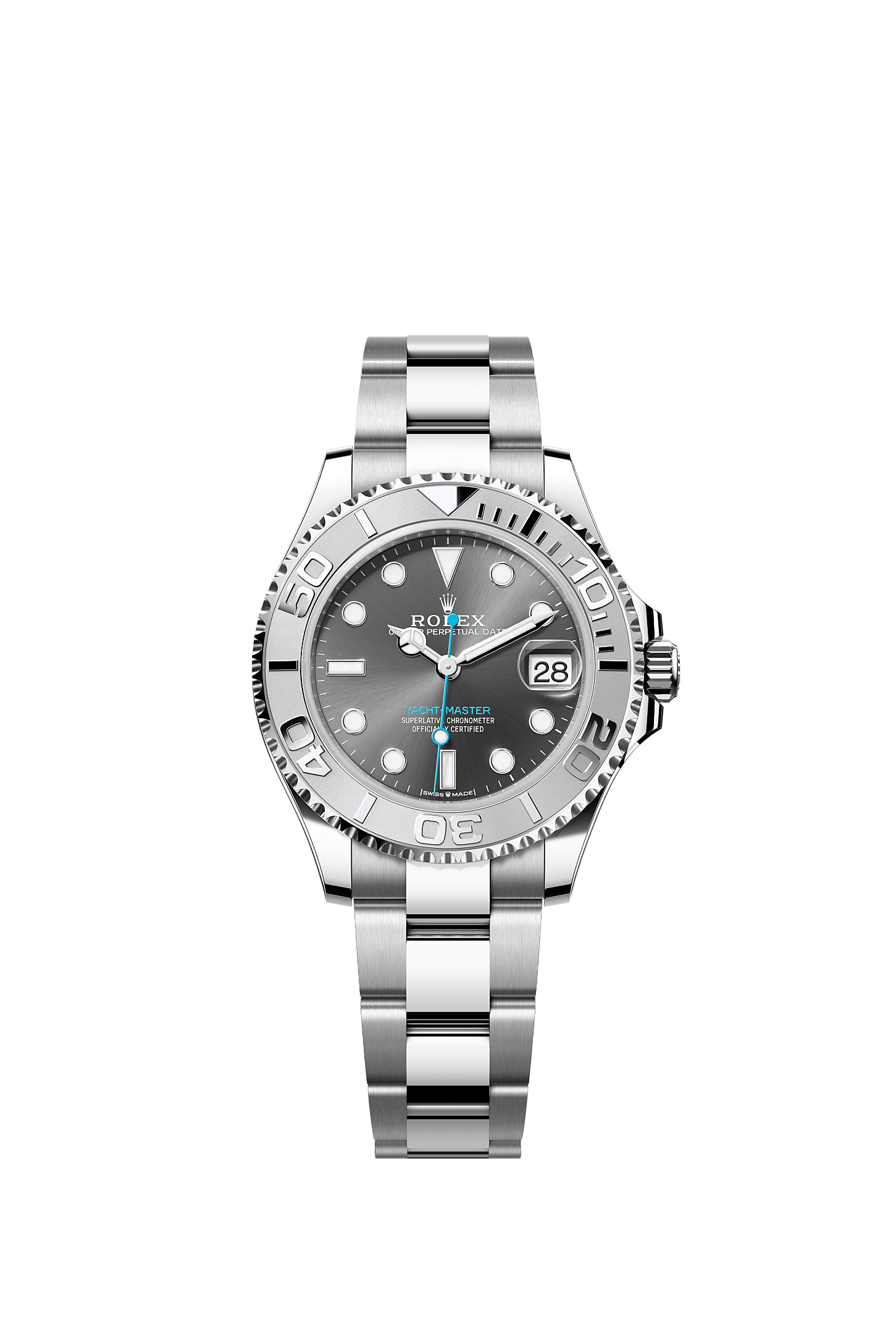 ROLEX YACHT-MASTER 37MM RHODIUM DIAL PLATINUM BEZEL OYSTER BRACELET – 268622