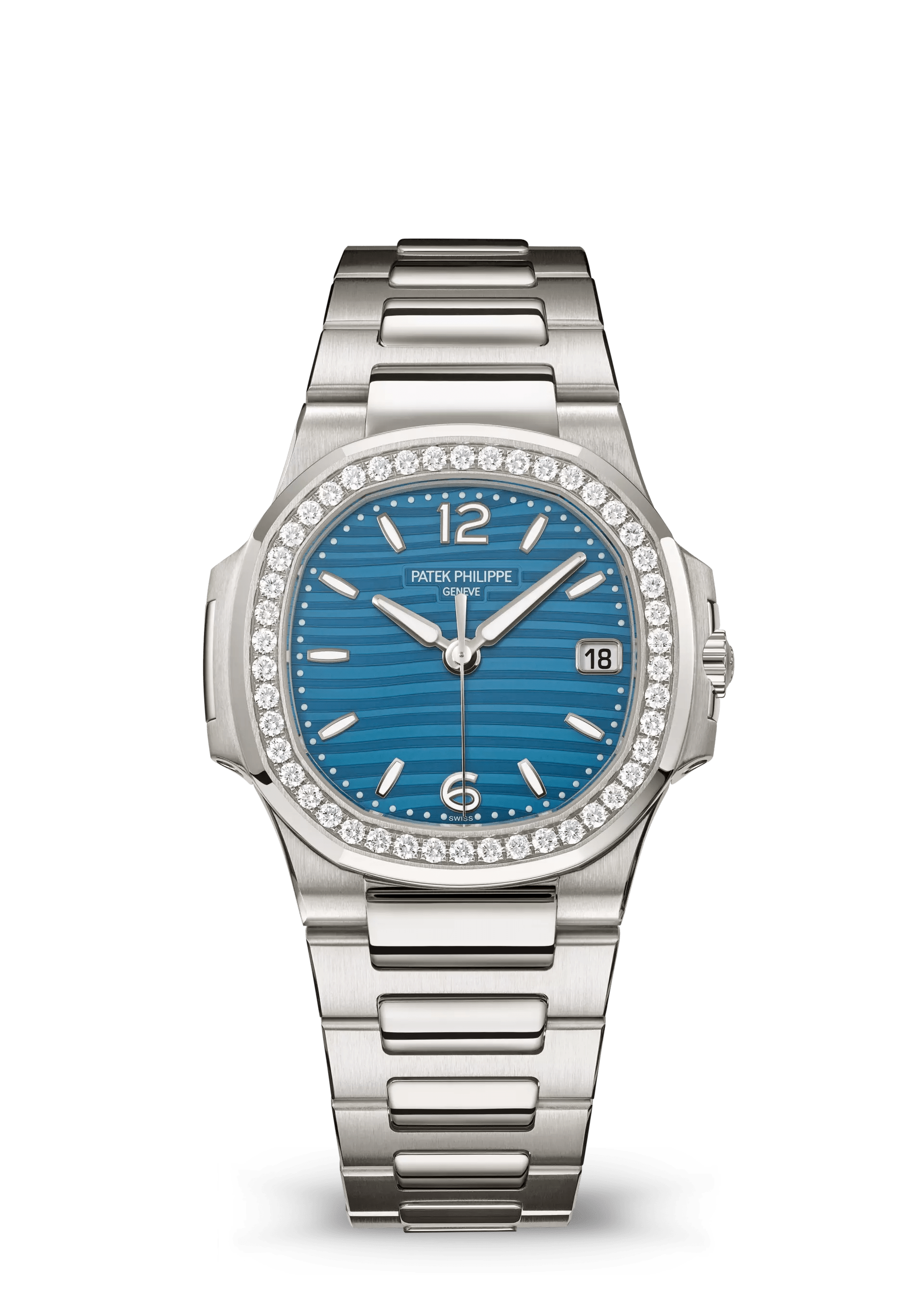 PATEK PHILIPPE NAUTILUS LADIES 32MM WHITE GOLD AZURE BLUE DIAL – 7010/1G-013