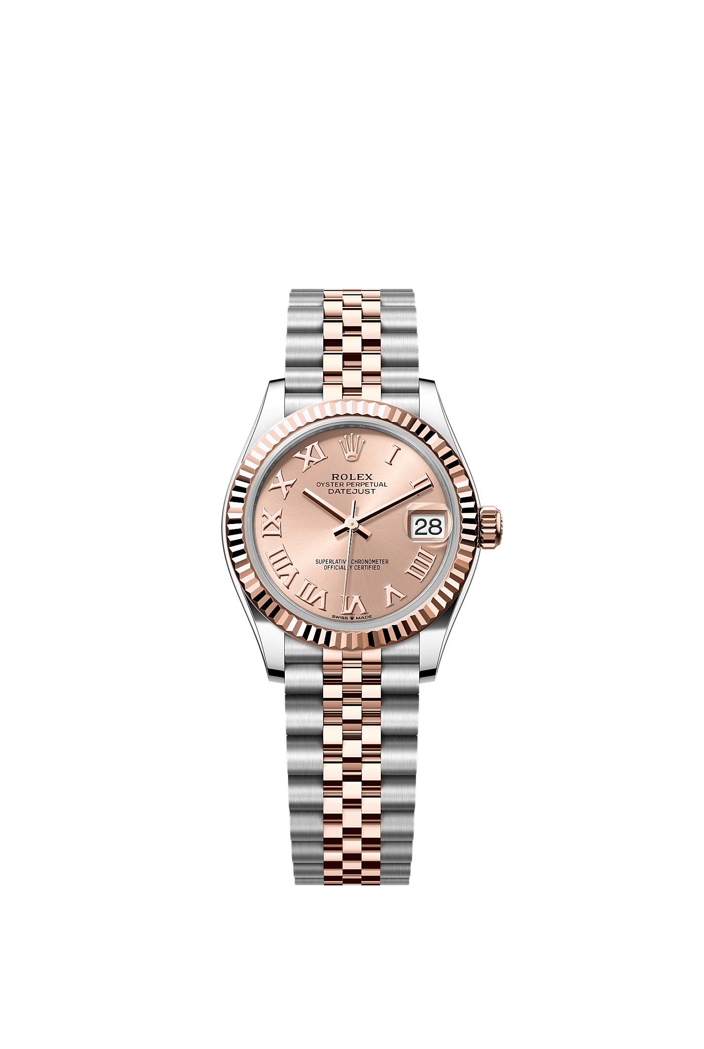 ROLEX LADY-DATEJUST 31MM TWO-TONE EVEROSE GOLD ROSE ROMAN DIAL FLUTED BEZEL JUBILEE BRACELET 278271