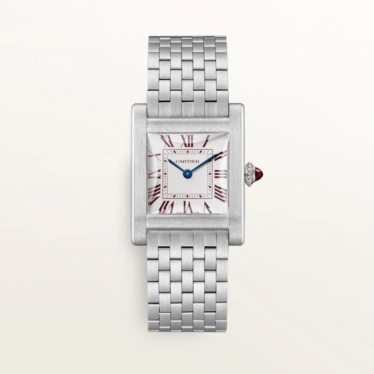 CARTIER TANK NORMALE PLATINUM BURGUNDY DIAL WHITE GOLD BRACELET MANUAL WIND WHTA0032