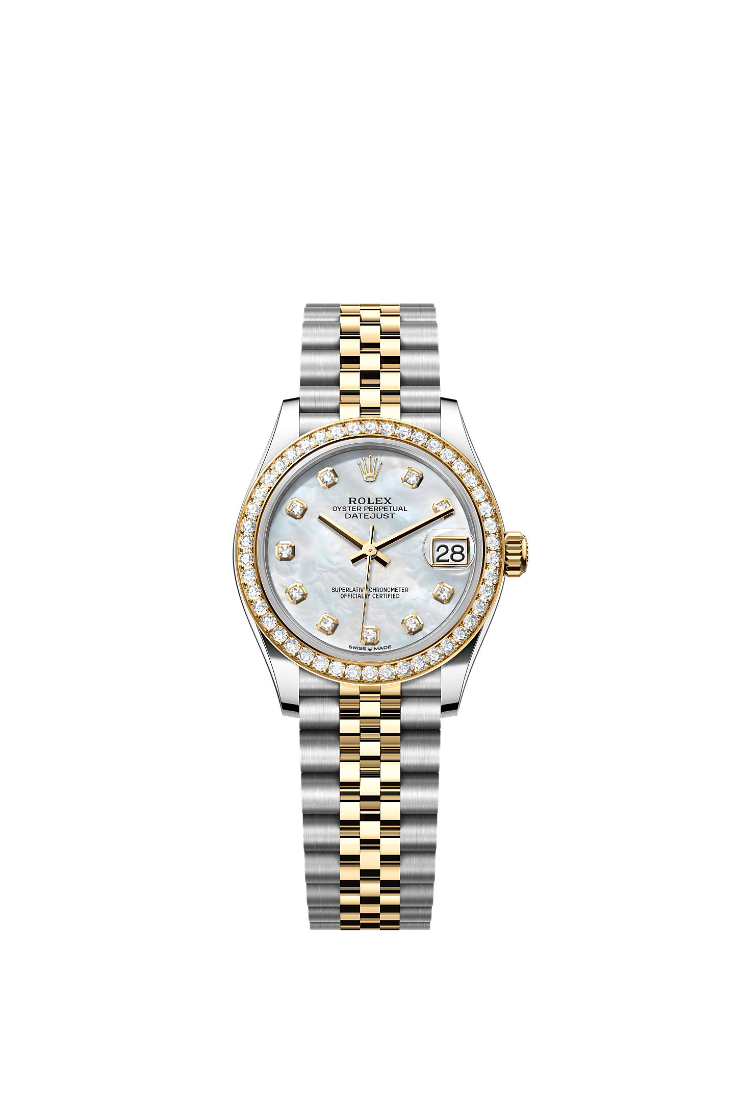 ROLEX LADY-DATEJUST 31MM TWO-TONE YELLOW GOLD MOTHER OF PEARL DIAL DIAMOND BEZEL JUBILEE BRACELET 278383RBR