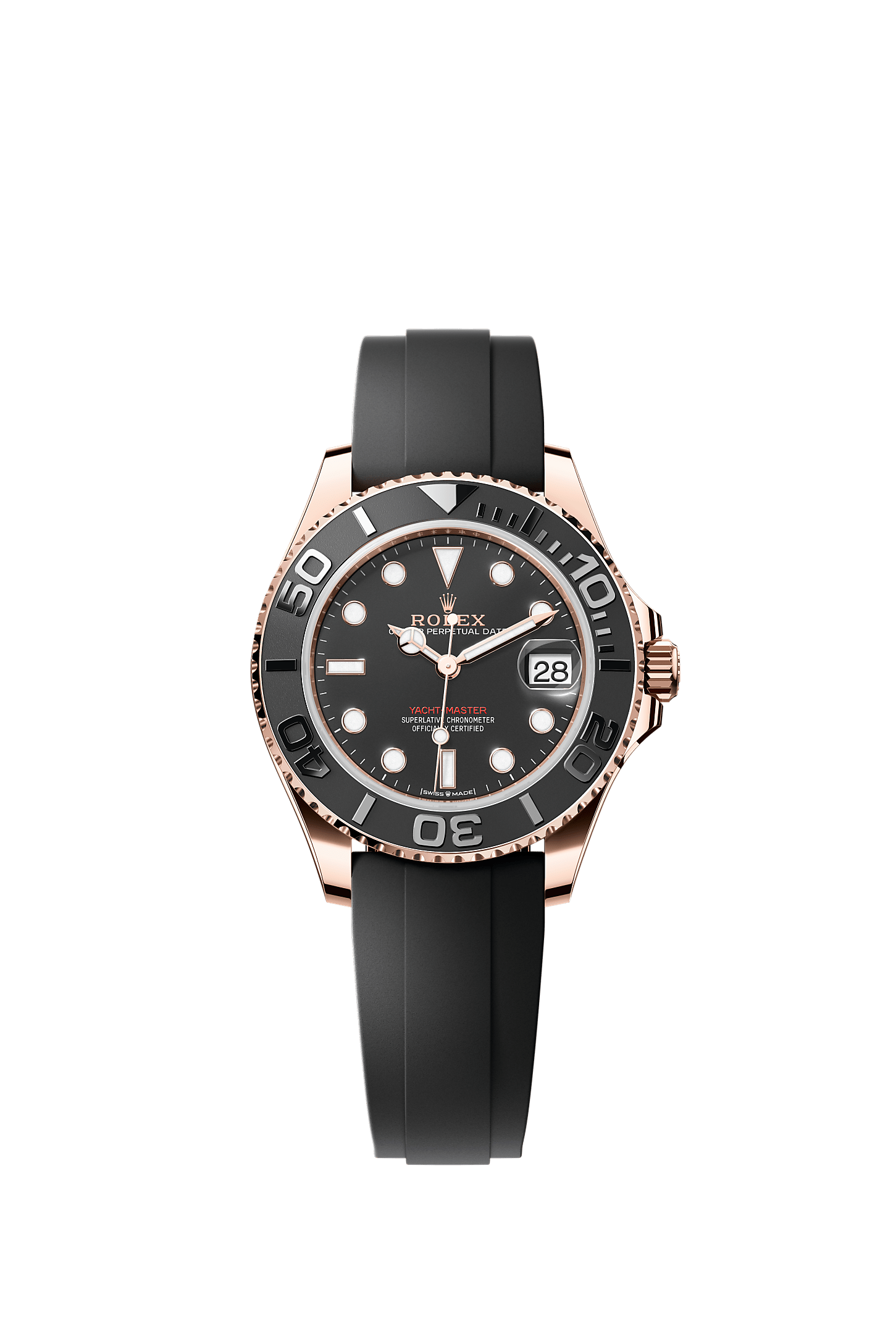 ROLEX YACHT-MASTER 37MM EVEROSE GOLD BLACK DIAL OYSTERFLEX – 268655