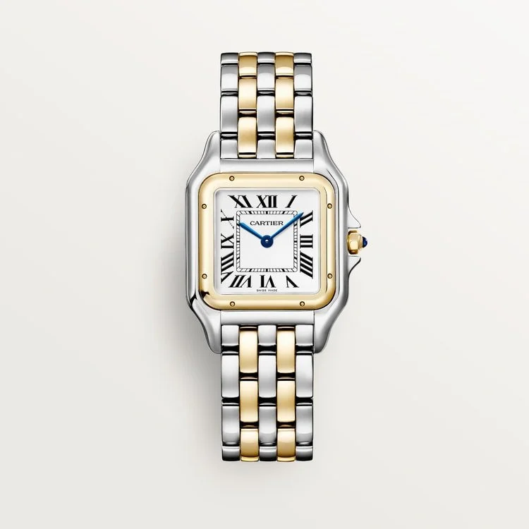 CARTIER PANTHÈRE DE CARTIER MEDIUM STAINLESS STEEL / 18K YELLOW GOLD SILVERED ROMAN DIAL W2PN0019