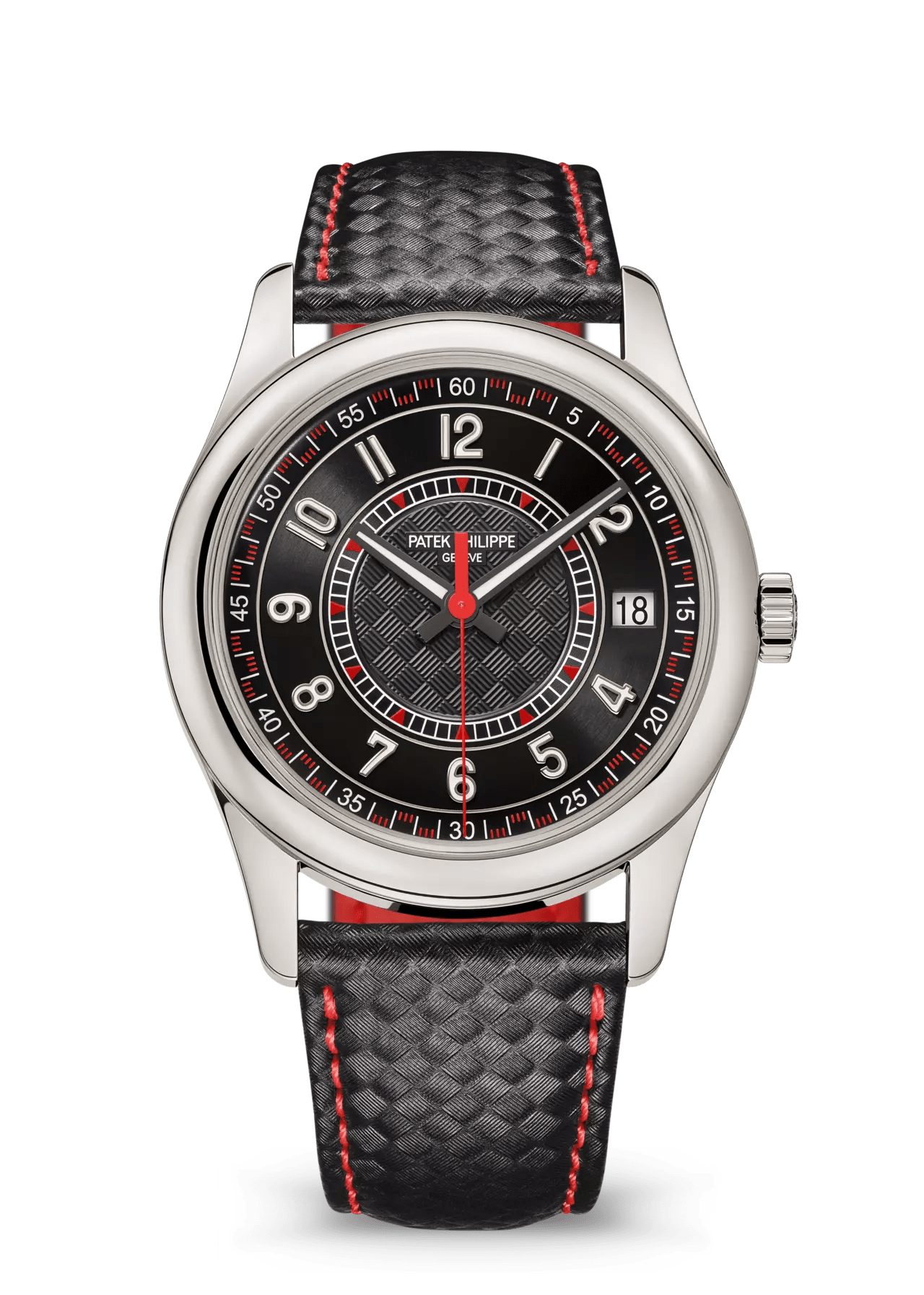 PATEK PHILIPPE CALATRAVA 18K WHITE GOLD 40MM "RED" BLACK DIAL - 6007G-010