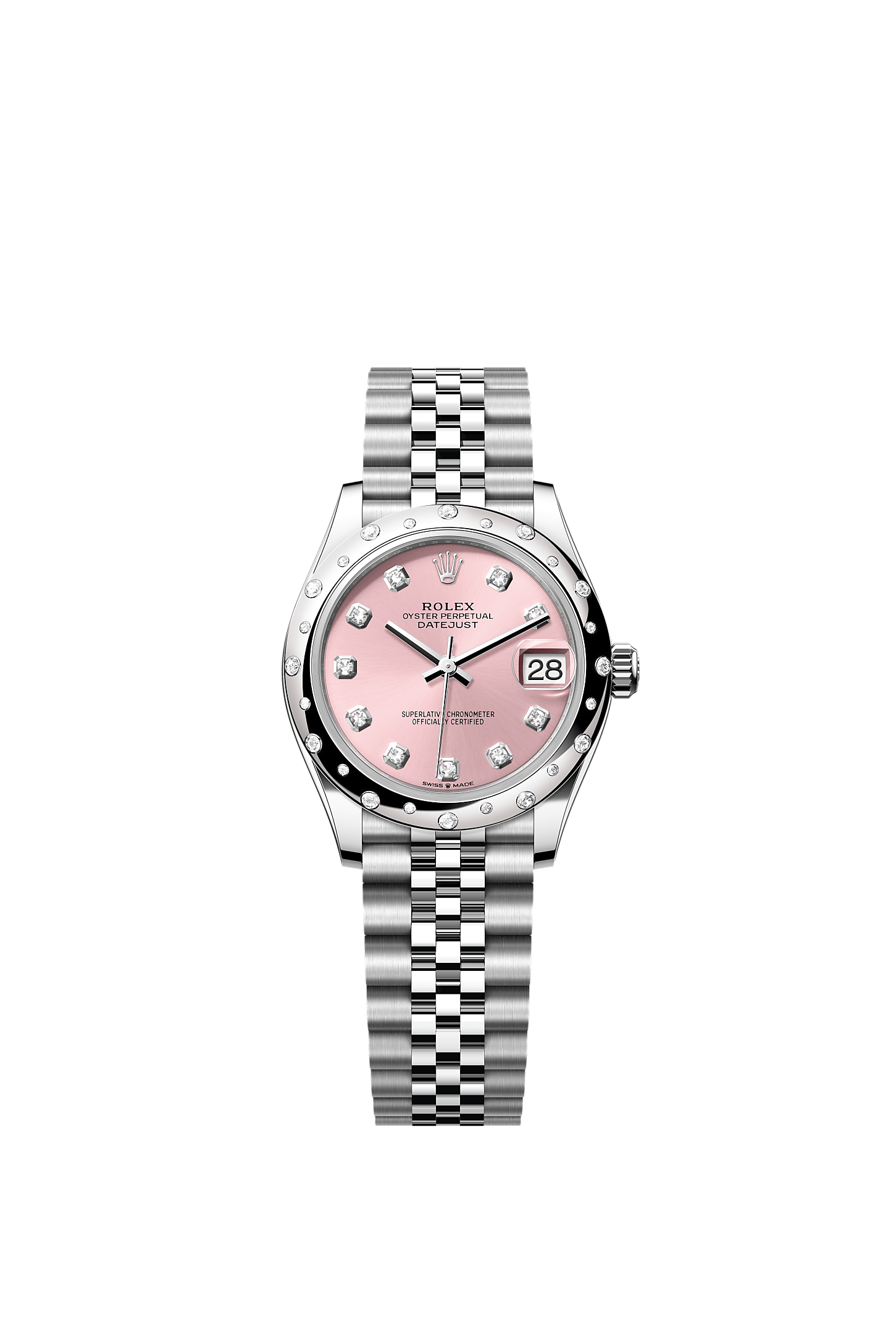 ROLEX LADY-DATEJUST 31MM PINK DIAMOND DIAL DIAMOND-SET SMOOTH DOMED BEZEL JUBILEE BRACELET 278344RBR