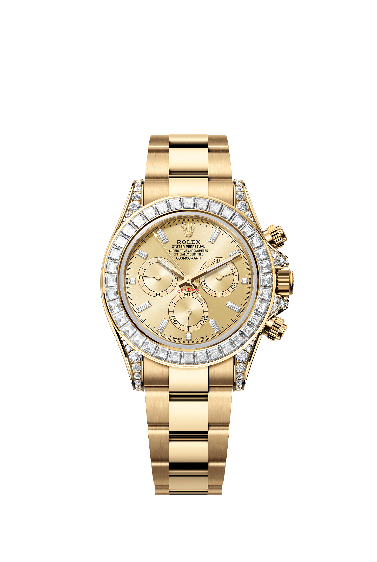 ROLEX COSMOGRAPH DAYTONA 40MM YELLOW GOLD CHAMPAGNE DIAMOND BAGUETTE DIAL DIAMOND BEZEL 1126598TBR – NEW 2025 / 2026