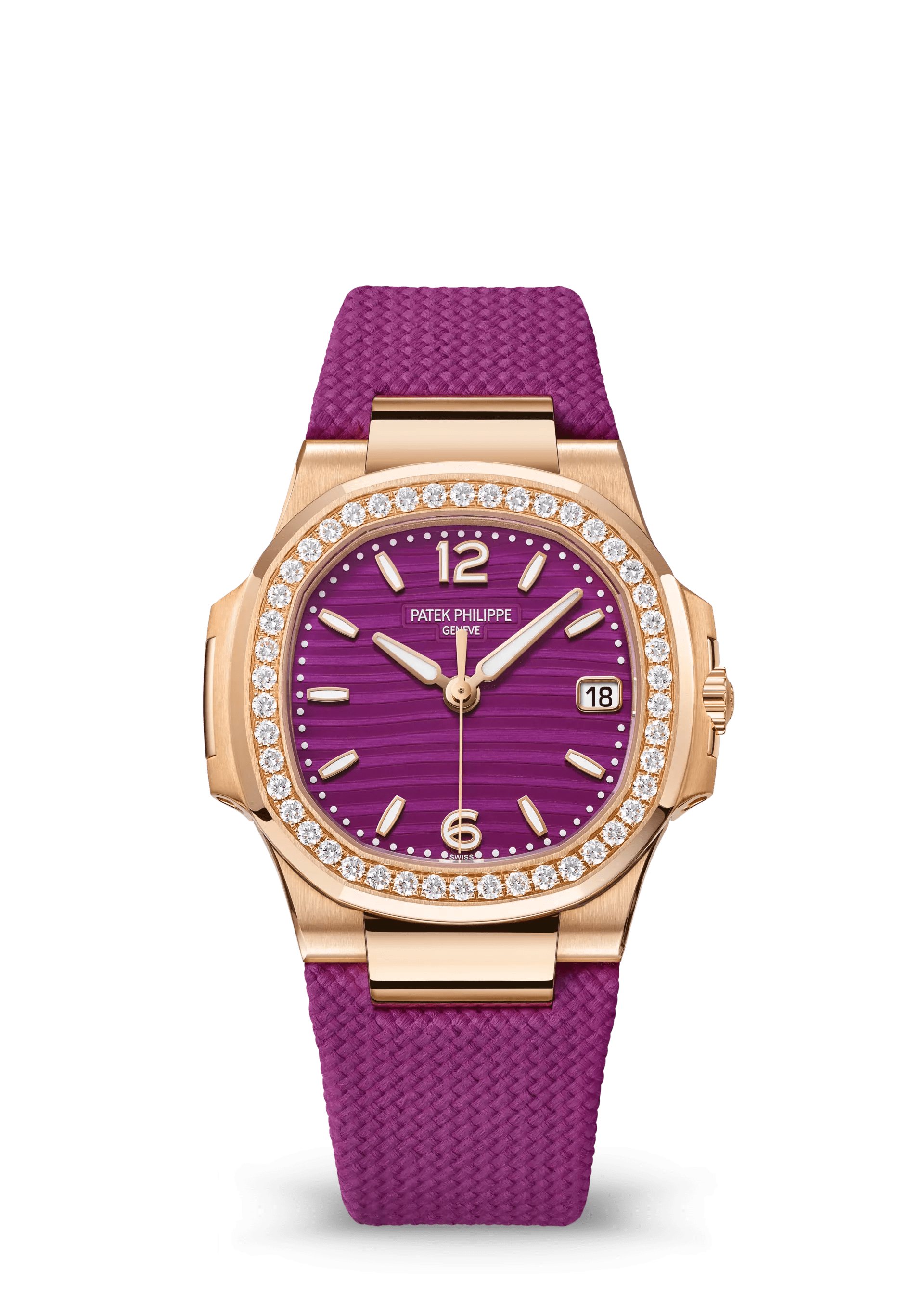 PATEK PHILIPPE NAUTILUS LADIES 32MM ROSE GOLD PURPLE DIAL – 7010R-013