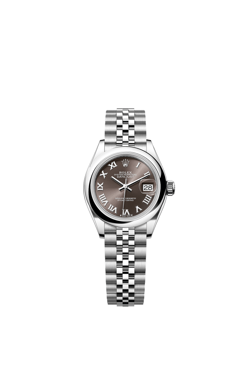 ROLEX LADY-DATEJUST 28MM DARK GREY ROMAN DIAL DOMED BEZEL JUBILEE BRACELET 279160