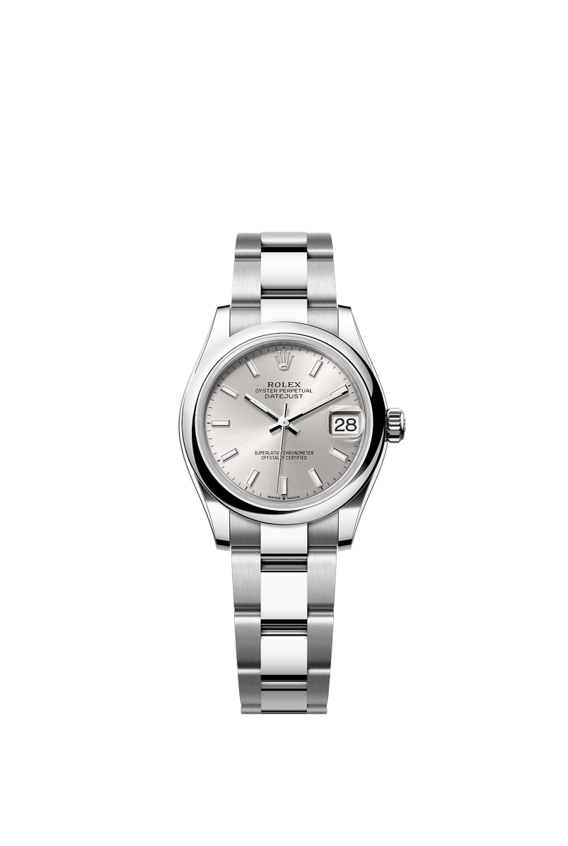 ROLEX LADY-DATEJUST 31MM SILVER INDEX DIAL SMOOTH DOMED BEZEL OYSTER BRACELET 278240