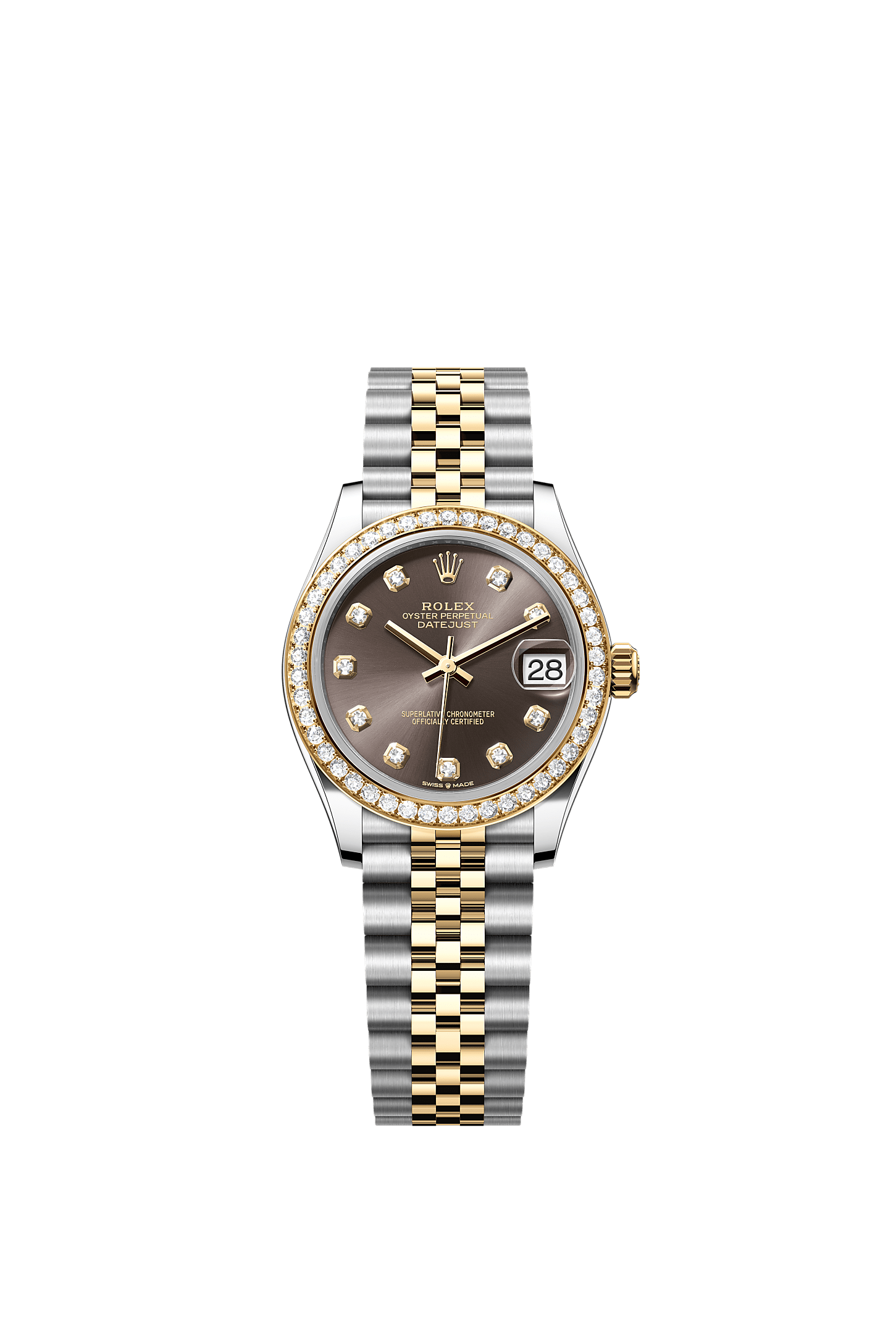 ROLEX LADY-DATEJUST 31MM TWO-TONE YELLOW GOLD DARK GREY DIAL DIAMOND BEZEL JUBILEE BRACELET 278383RBR