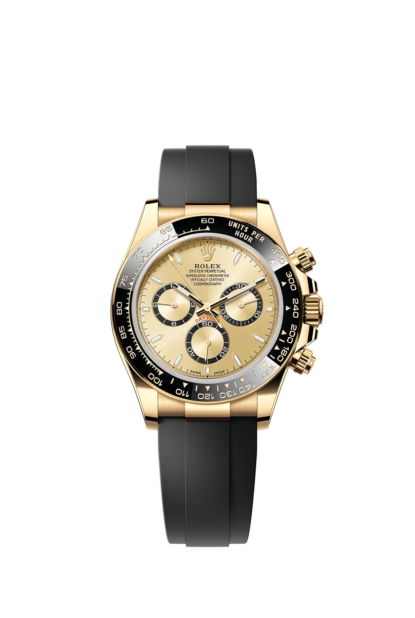 ROLEX COSMOGRAPH DAYTONA 40MM YELLOW GOLD CHAMPAGNE DIAL BLACK CERAMIC BEZEL OYSTERFLEX 126518LN – NEW 2025 / 2026