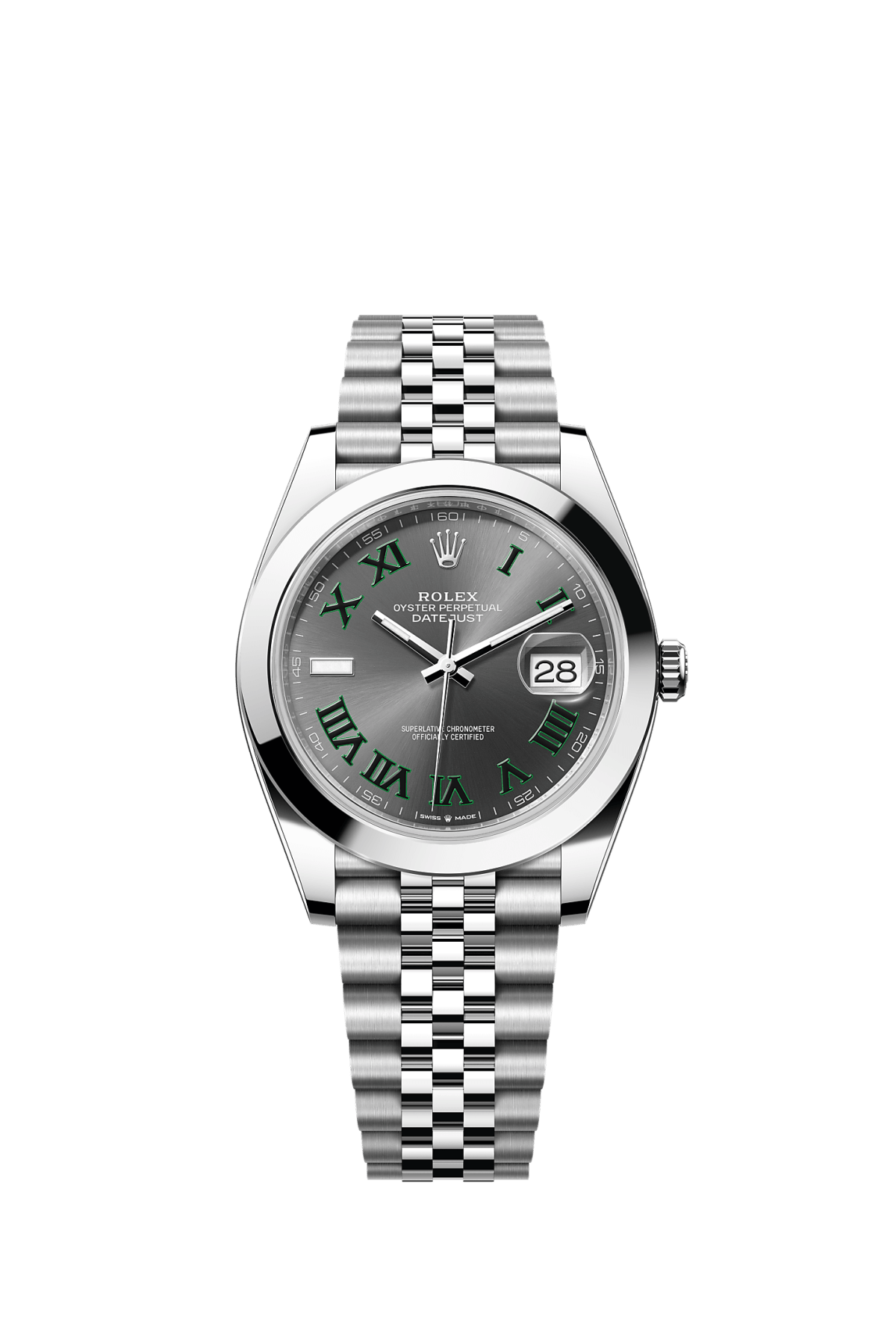 ROLEX DATEJUST 41MM "WIMBLEDON" DIAL SMOOTH BEZEL JUBILEE BRACELET 126300