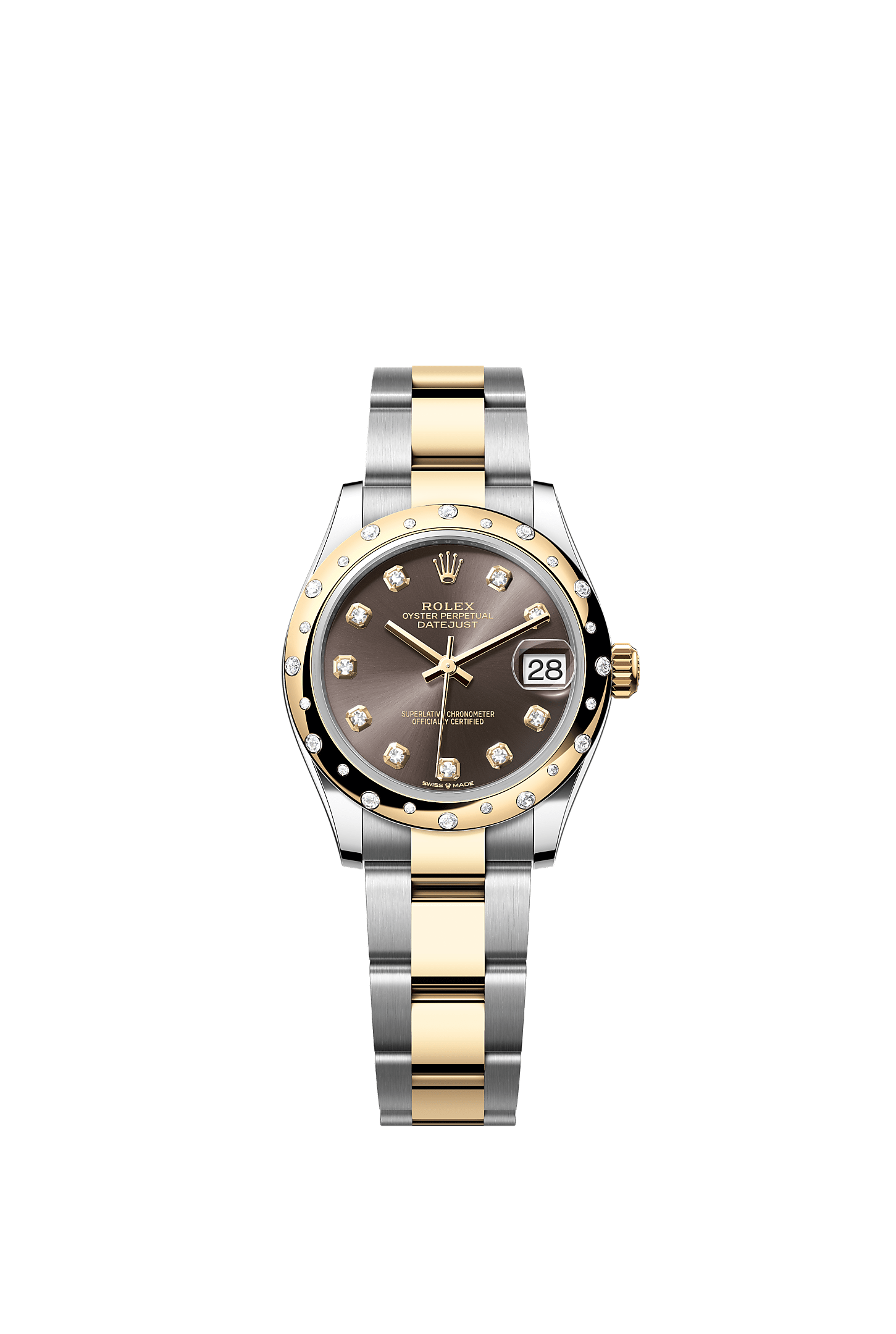 ROLEX LADY-DATEJUST 31MM TWO-TONE YELLOW GOLD DARK GREY DIAL DIAMOND DOMED BEZEL OYSTER BRACELET 278343RBR