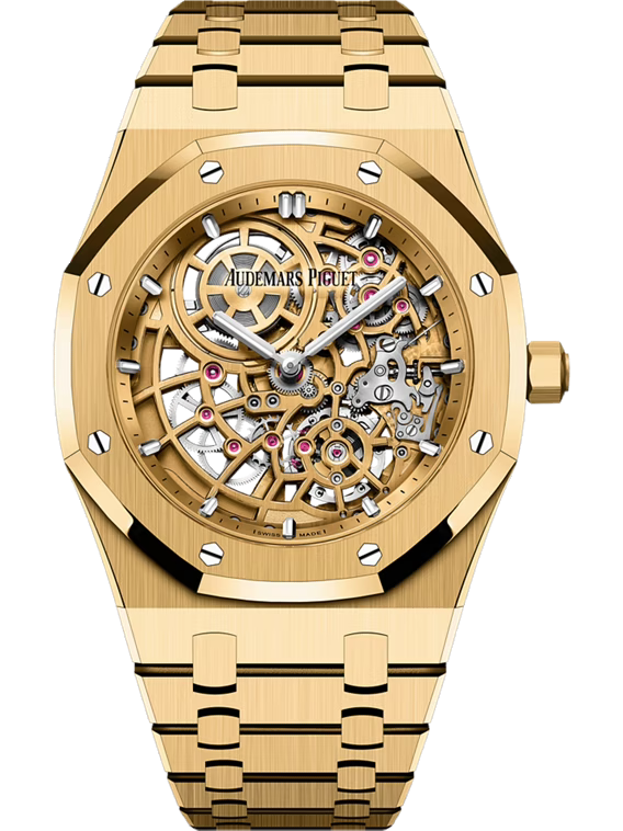 AUDEMARS PIGUET ROYAL OAK “JUMBO” EXTRA-THIN OPENWORKED 39MM 18-CARAT YELLOW GOLD