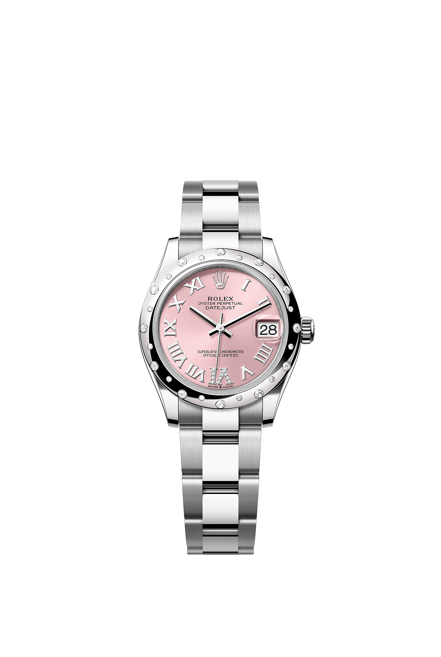 ROLEX LADY-DATEJUST 31MM PINK ROMAN DIAMOND DIAL DIAMOND-SET SMOOTH DOMED BEZEL OYSTER BRACELET 278344RBR
