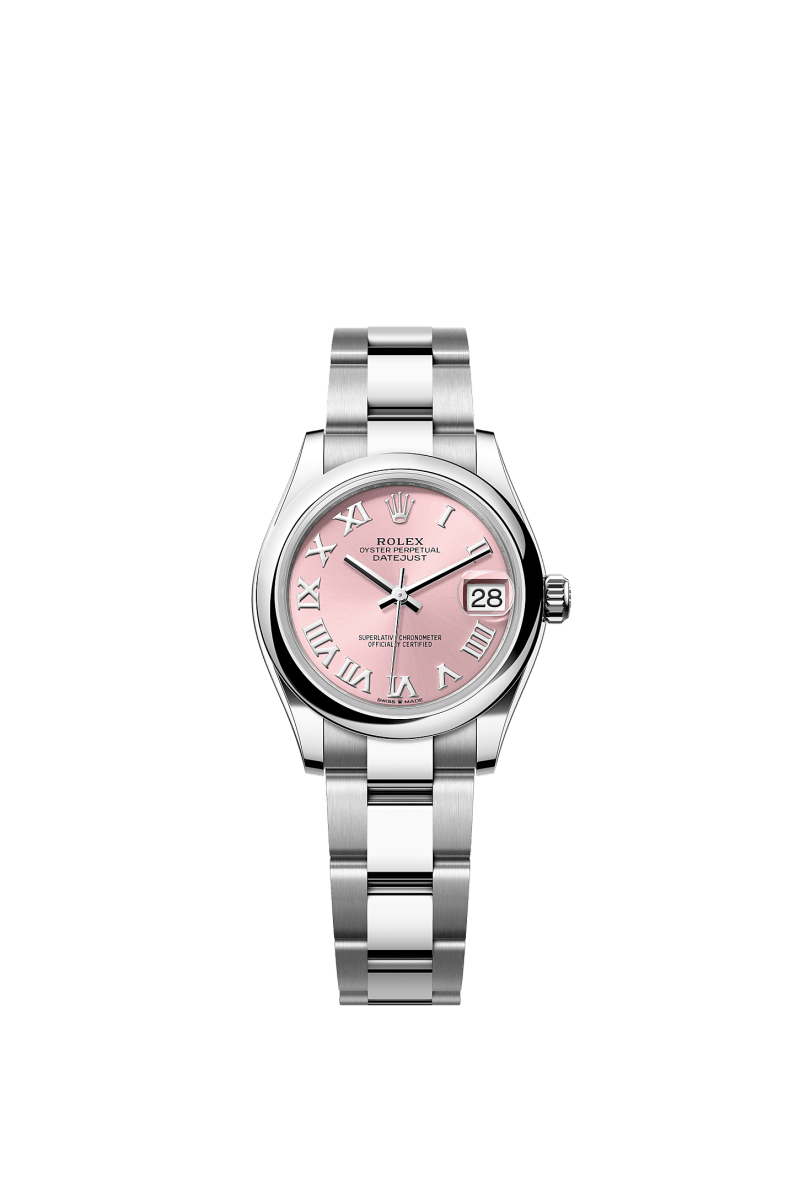 ROLEX LADY-DATEJUST 31MM PINK ROMAN DIAL SMOOTH DOMED BEZEL OYSTER BRACELET 278240