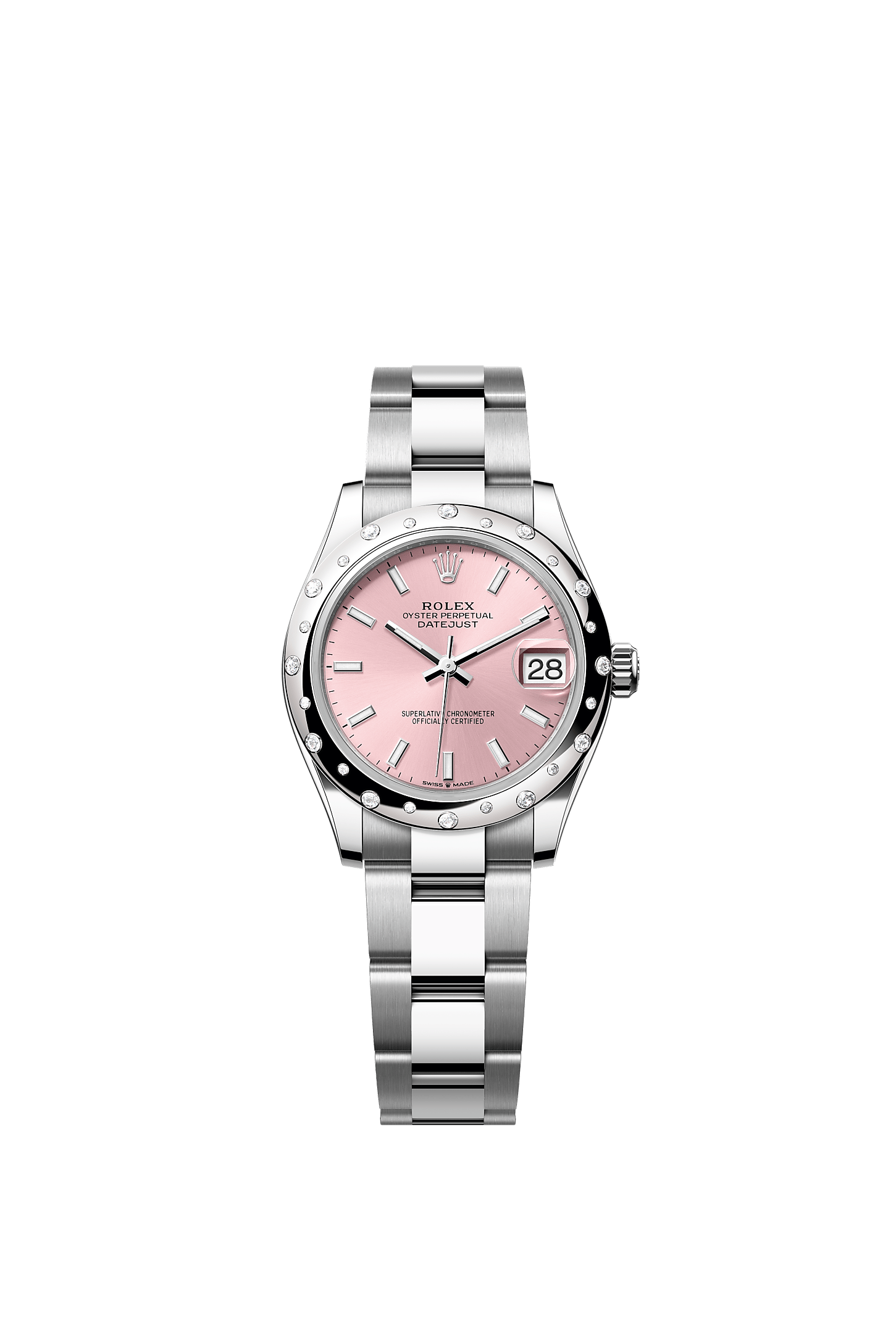 ROLEX LADY-DATEJUST 31MM PINK INDEX DIAL DIAMOND-SET SMOOTH DOMED BEZEL OYSTER BRACELET 278344RBR