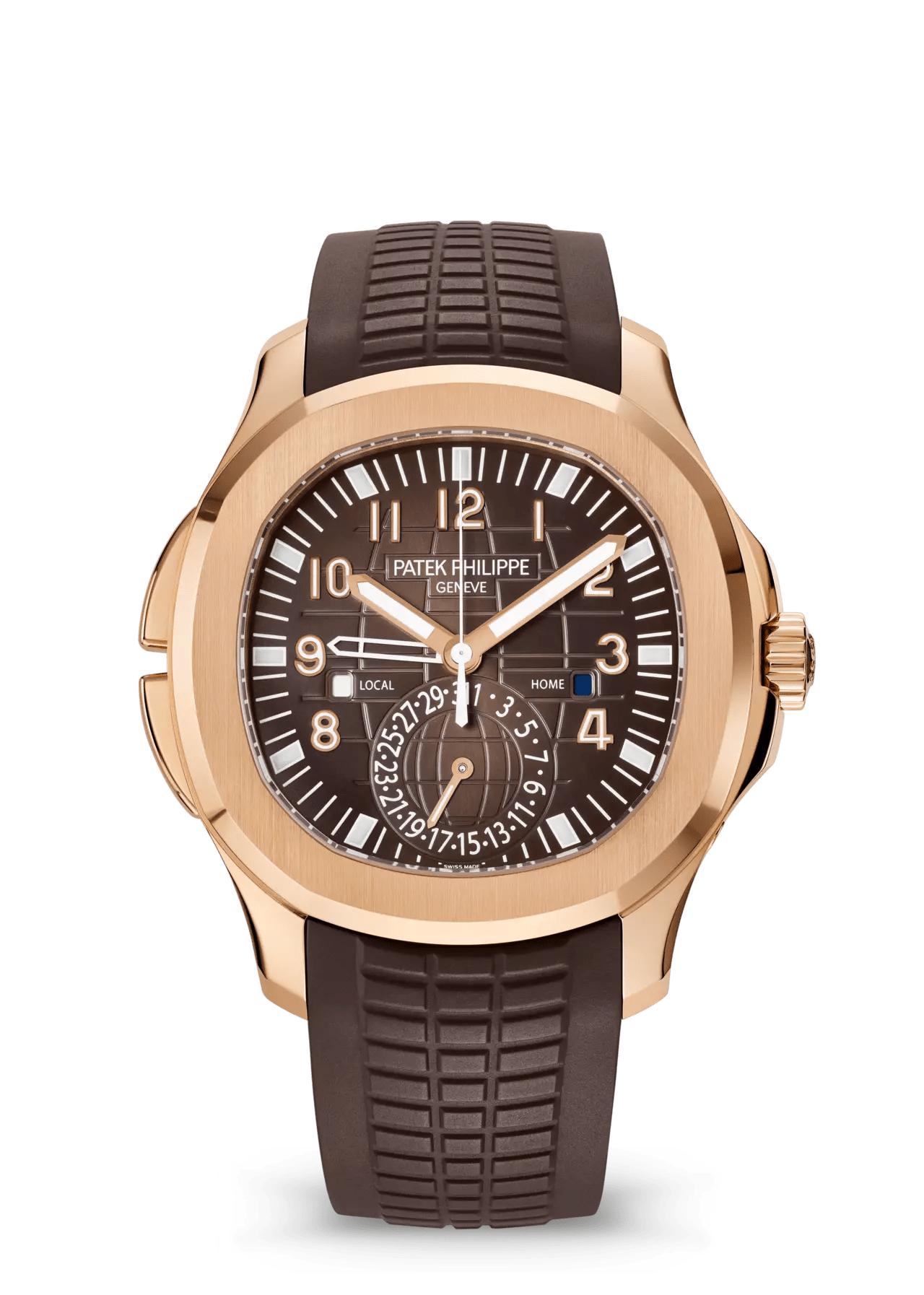 PATEK PHILIPPE AQUANAUT TRAVEL TIME ROSE GOLD BROWN DIAL - 5164R-001
