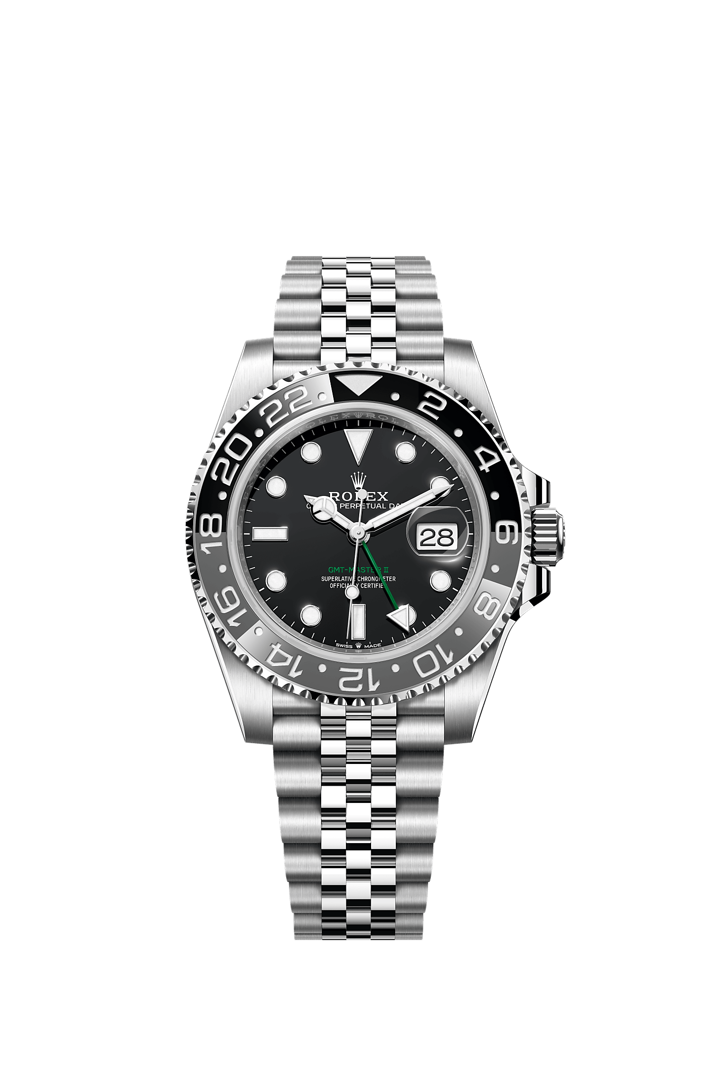 ROLEX GMT-MASTER II "BRUCE WAYNE" 40MM BLACK DIAL BLACK BEZEL JUBILEE BRACELET 126710GRNR