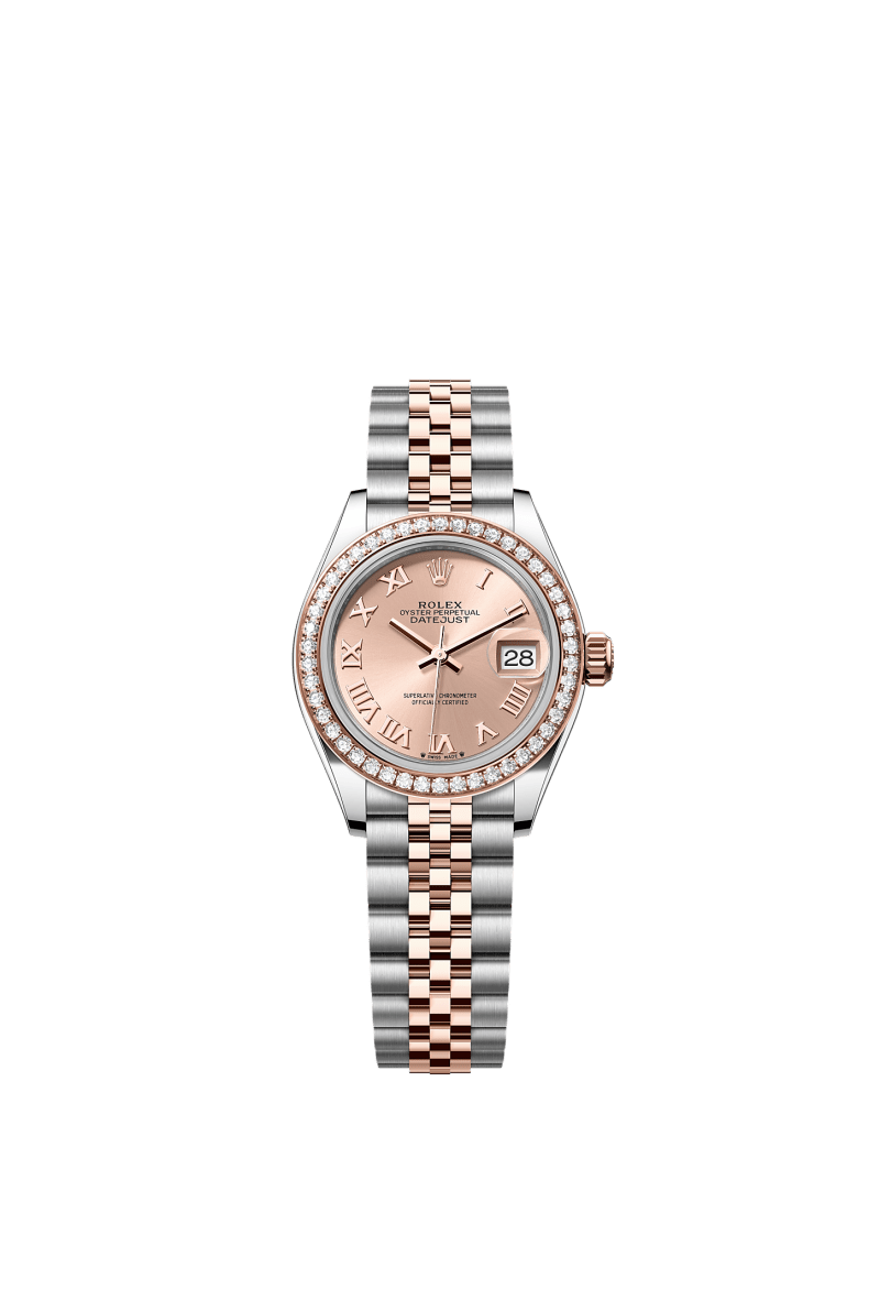 ROLEX LADY-DATEJUST 28MM TWO-TONE EVEROSE GOLD ROSE ROMAN DIAL DIAMOND-SET BEZEL JUBILEE BRACELET 279381RBR