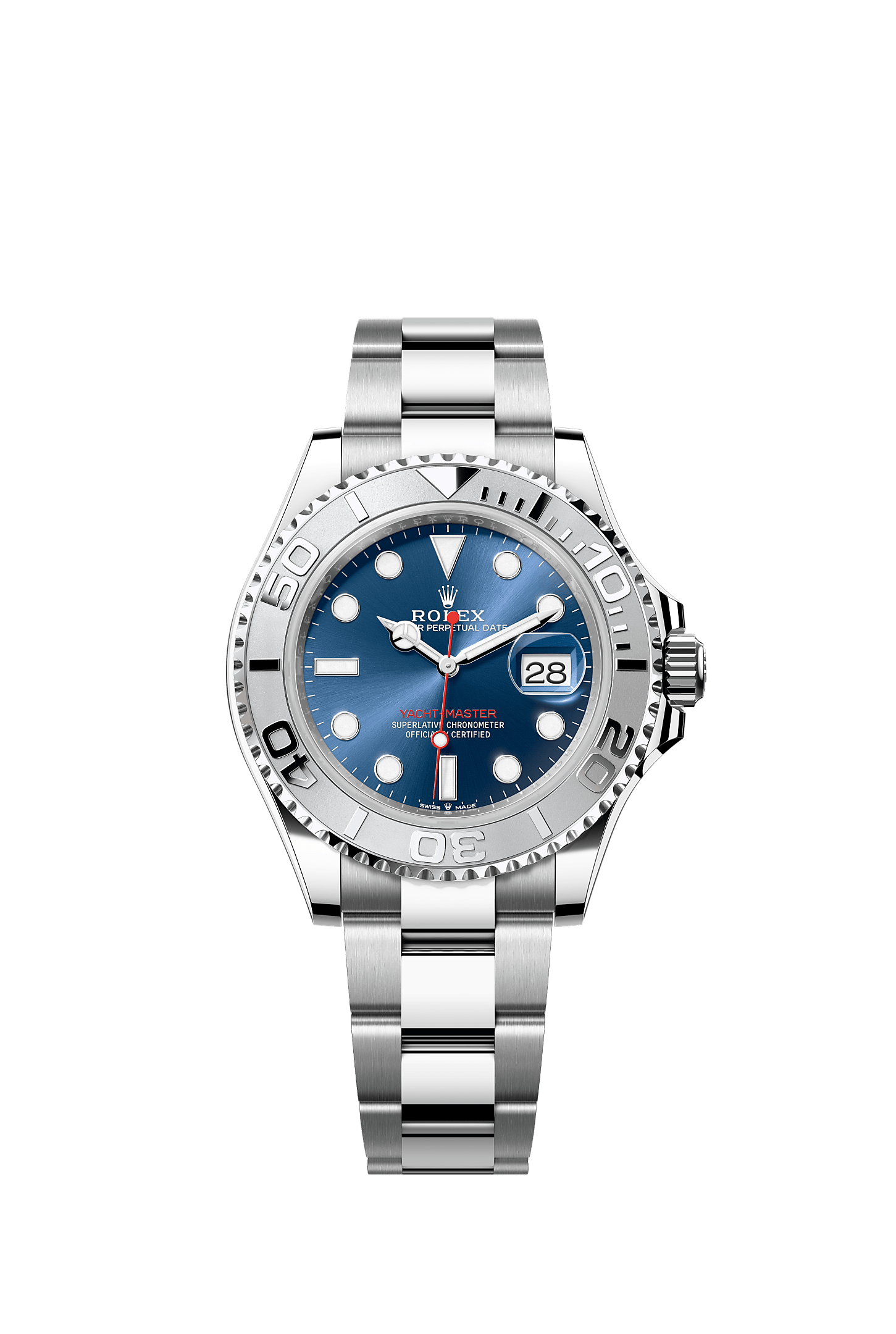 ROLEX YACHT-MASTER 40MM BLUE DIAL PLATINUM BEZEL OYSTER BRACELET – 126622