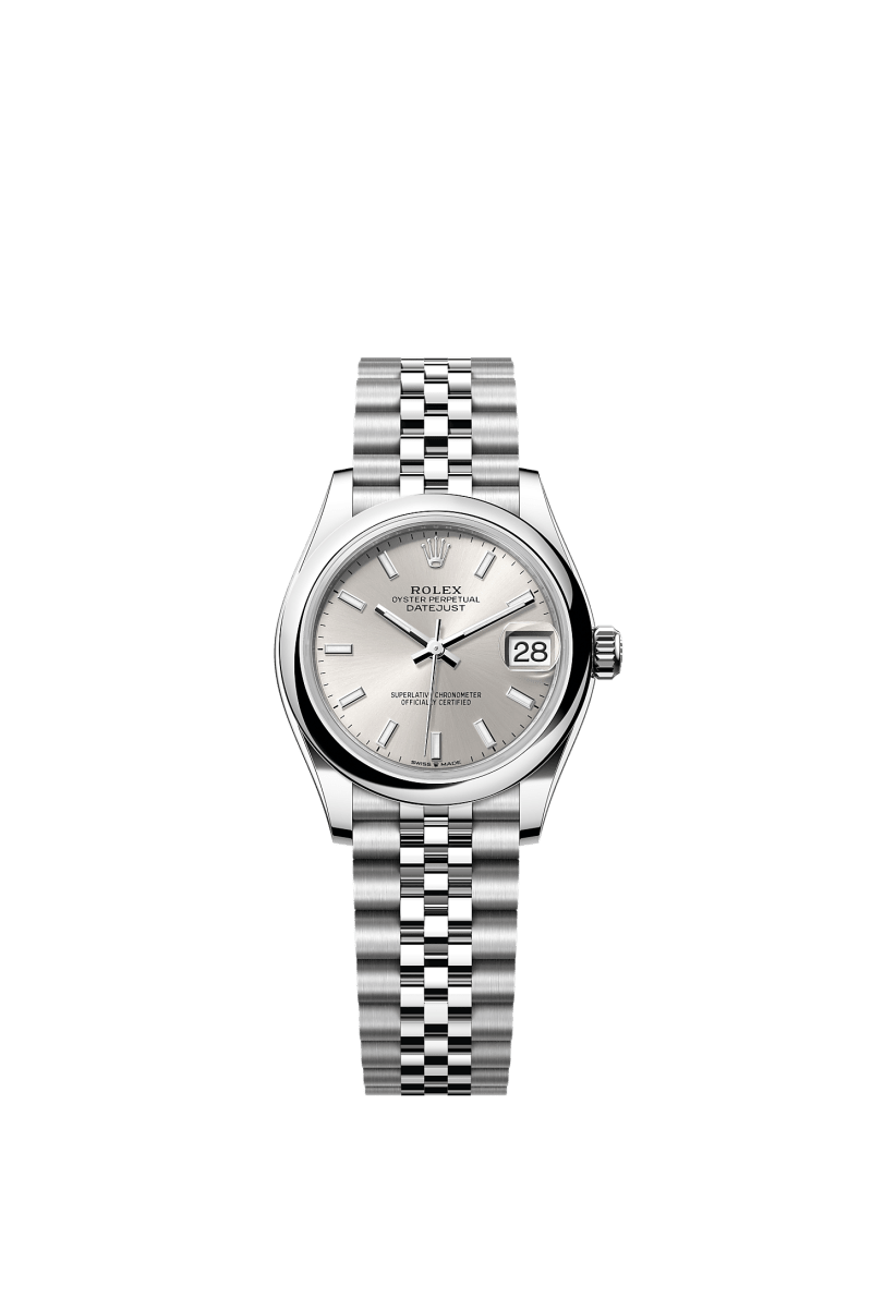 ROLEX LADY-DATEJUST 31MM SILVER INDEX DIAL SMOOTH DOMED BEZEL JUBILEE BRACELET 278240
