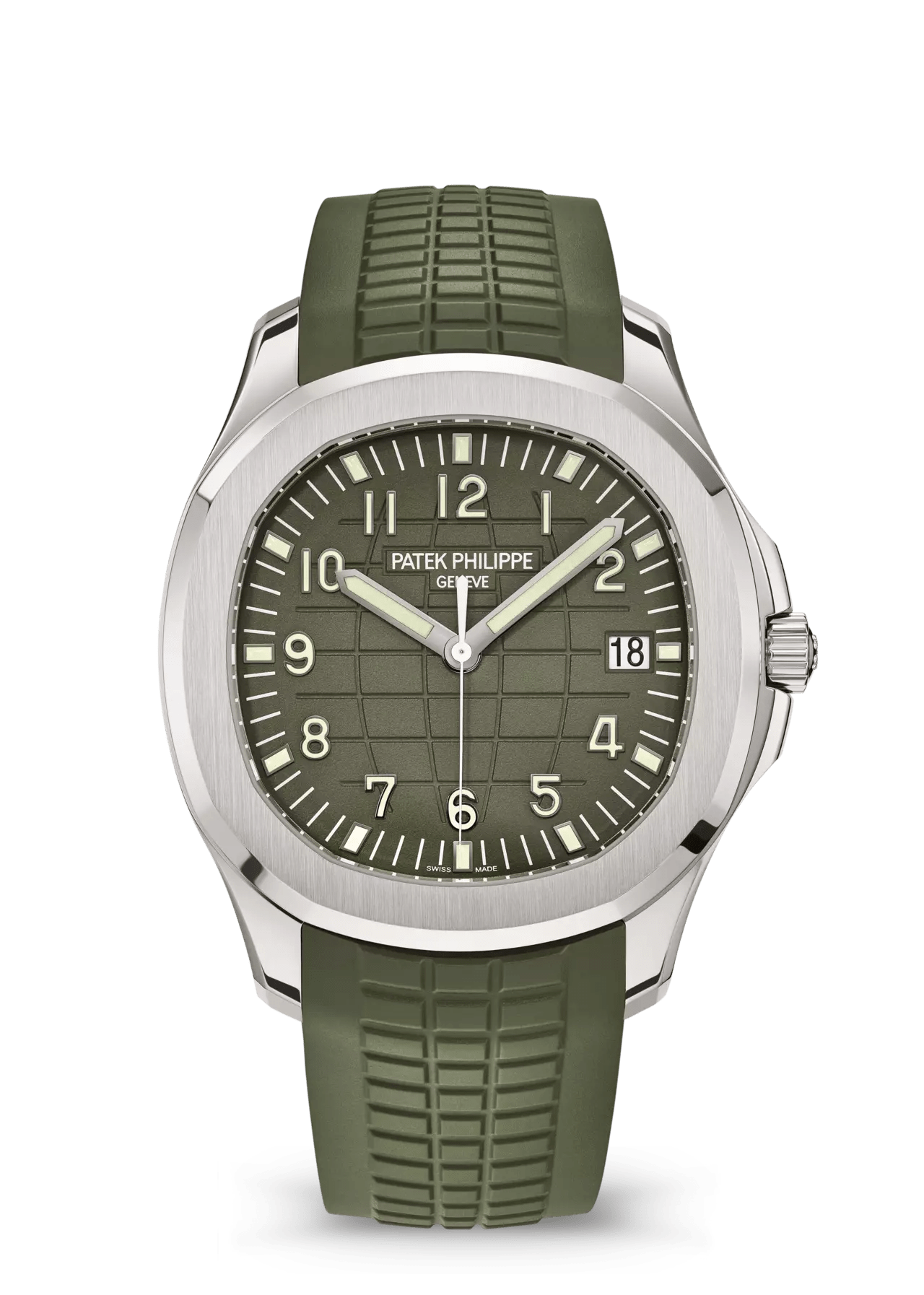 PATEK PHILIPPE AQUANAUT WHITE GOLD KHAKI GREEN DIAL - 5168G-010