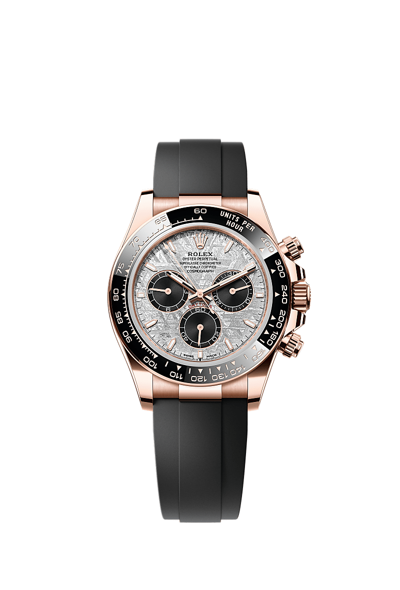 ROLEX COSMOGRAPH DAYTONA 40MM EVEROSE GOLD METEORITE DIAL BLACK CERAMIC BEZEL OYSTERFLEX 126515LN – NEW 2025 / 2026